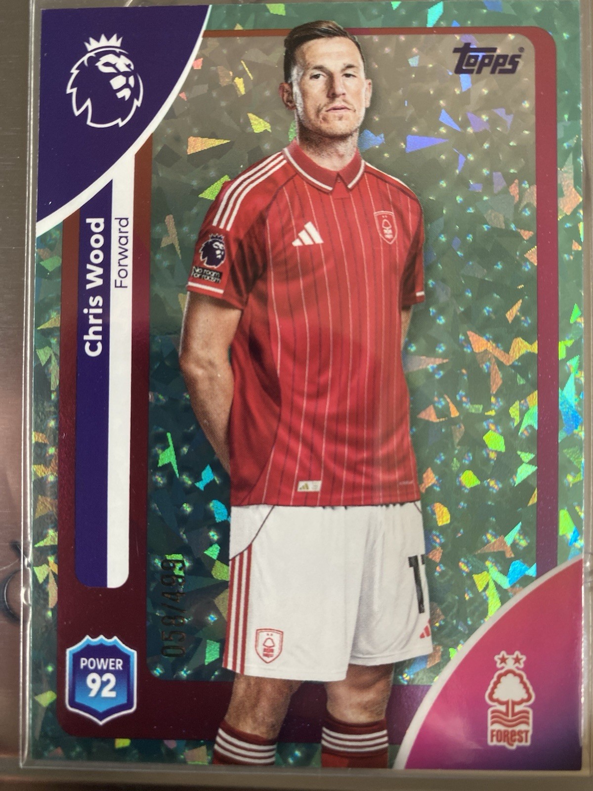 Topps Premier League 2026 Aqua Sparkle Parallel Full Force/499 Chris Wood Forest for sale on Ebay