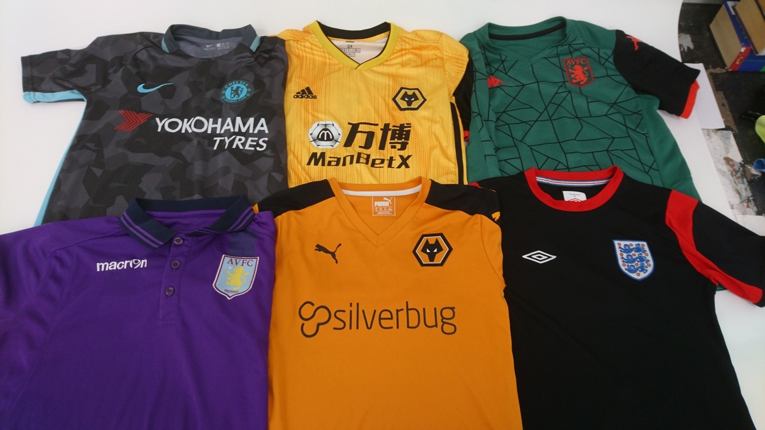 Job Lot of 6 Football Shirts Wolves Chelsea Aston Villa England Nike Puma  for sale on Ebay