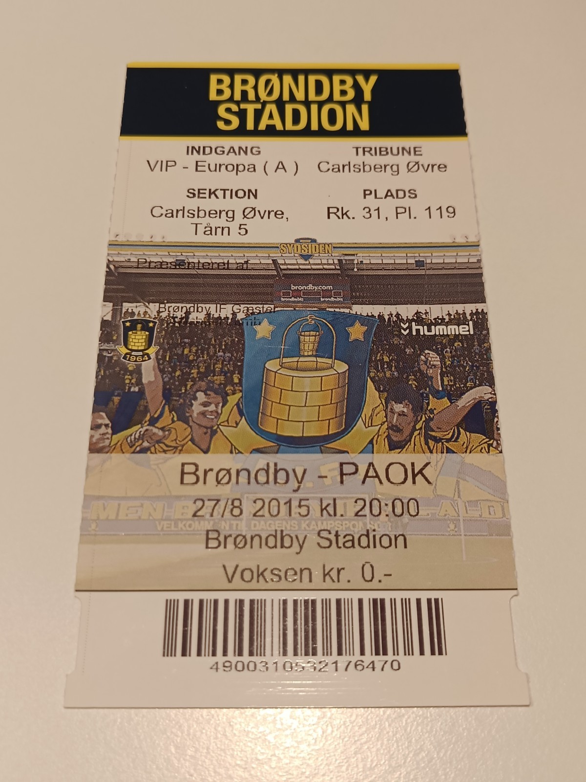 TICKET COLLECTORS:  BRONDBY IF - PAOK SALONIKI EUROPEAN CUP 2015 for sale on Ebay