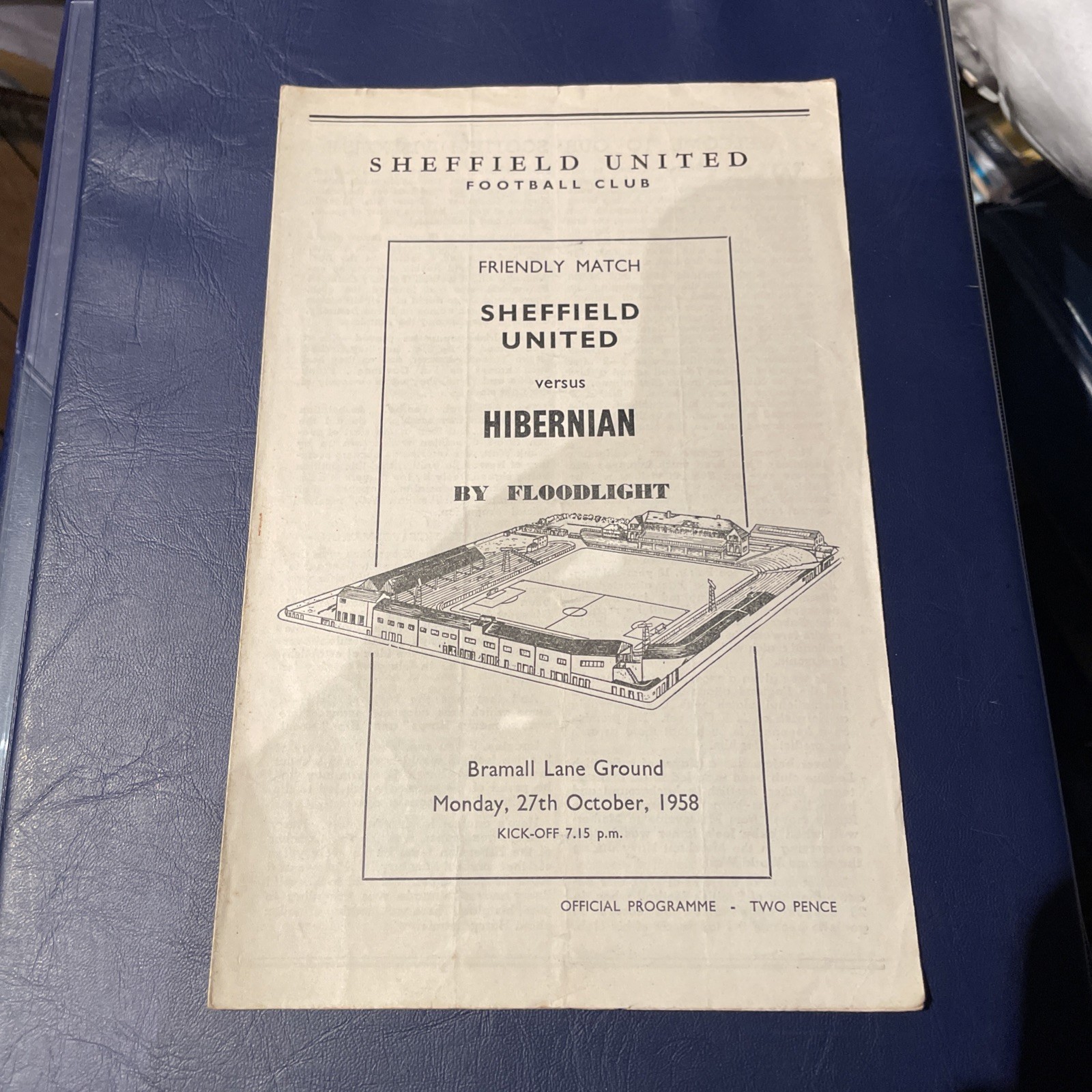 Sheffield United v Hibernian Friendly 27th October 1958 for sale on Ebay