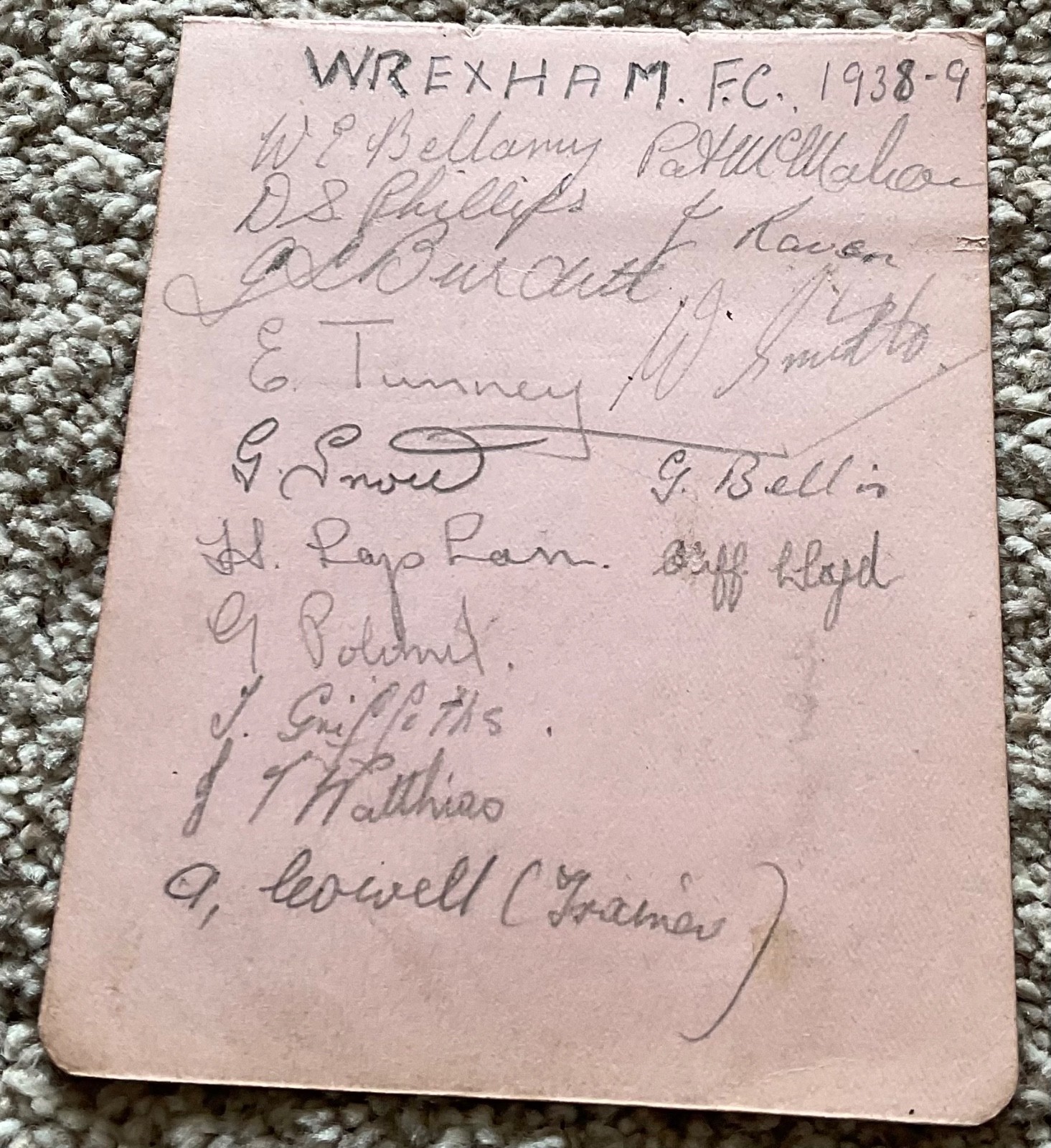 Wrexham FC 15 Autographs - 1938/39 season for sale on Ebay
