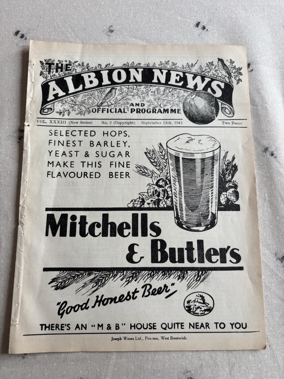 West Bromwich Albion V Leicester City 1941/42 (Ex Bound Volume- Slight Mark) for sale on Ebay