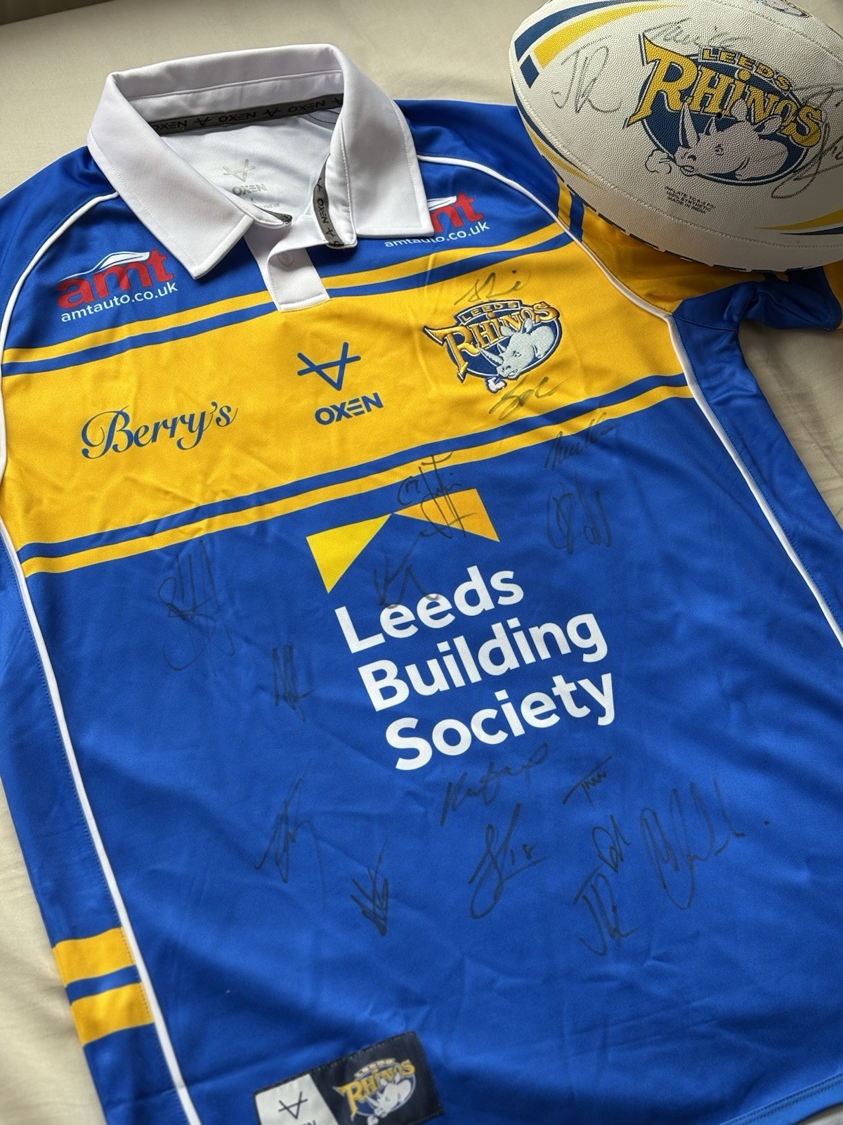 Signed Leeds Rhinos Shirt And Ball for sale on Ebay