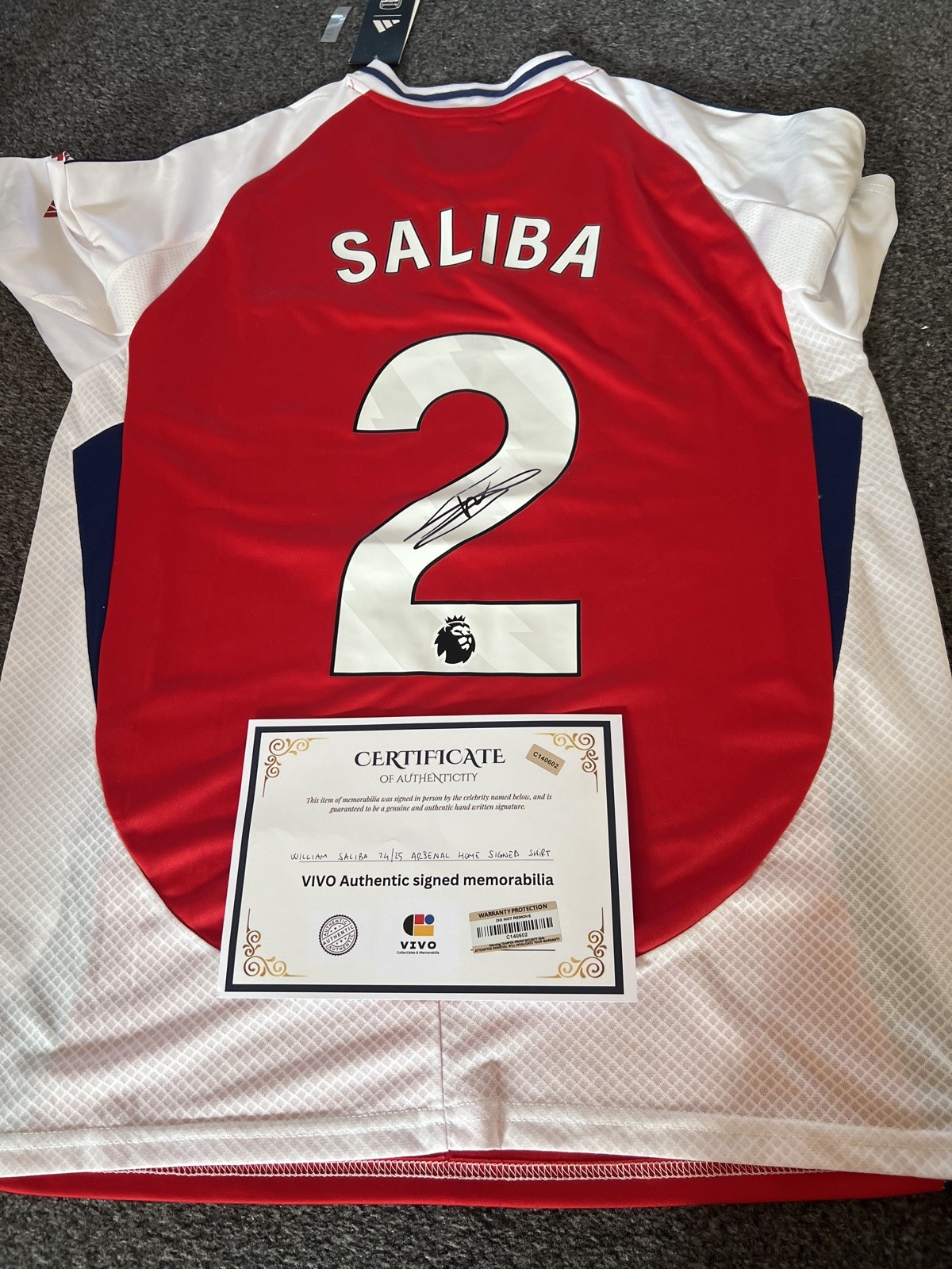 Hand Signed William Saliba Arsenal Home Shirt  + COA for sale on Ebay