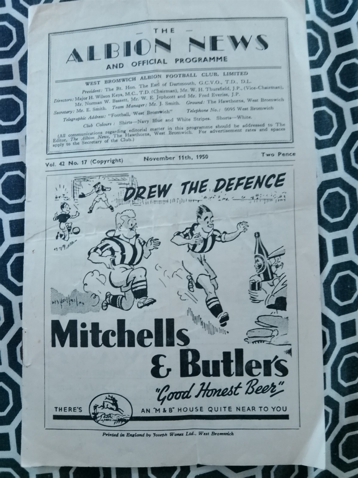West Bromwich Albion V Bolton Wanderers 1950/51 for sale on Ebay