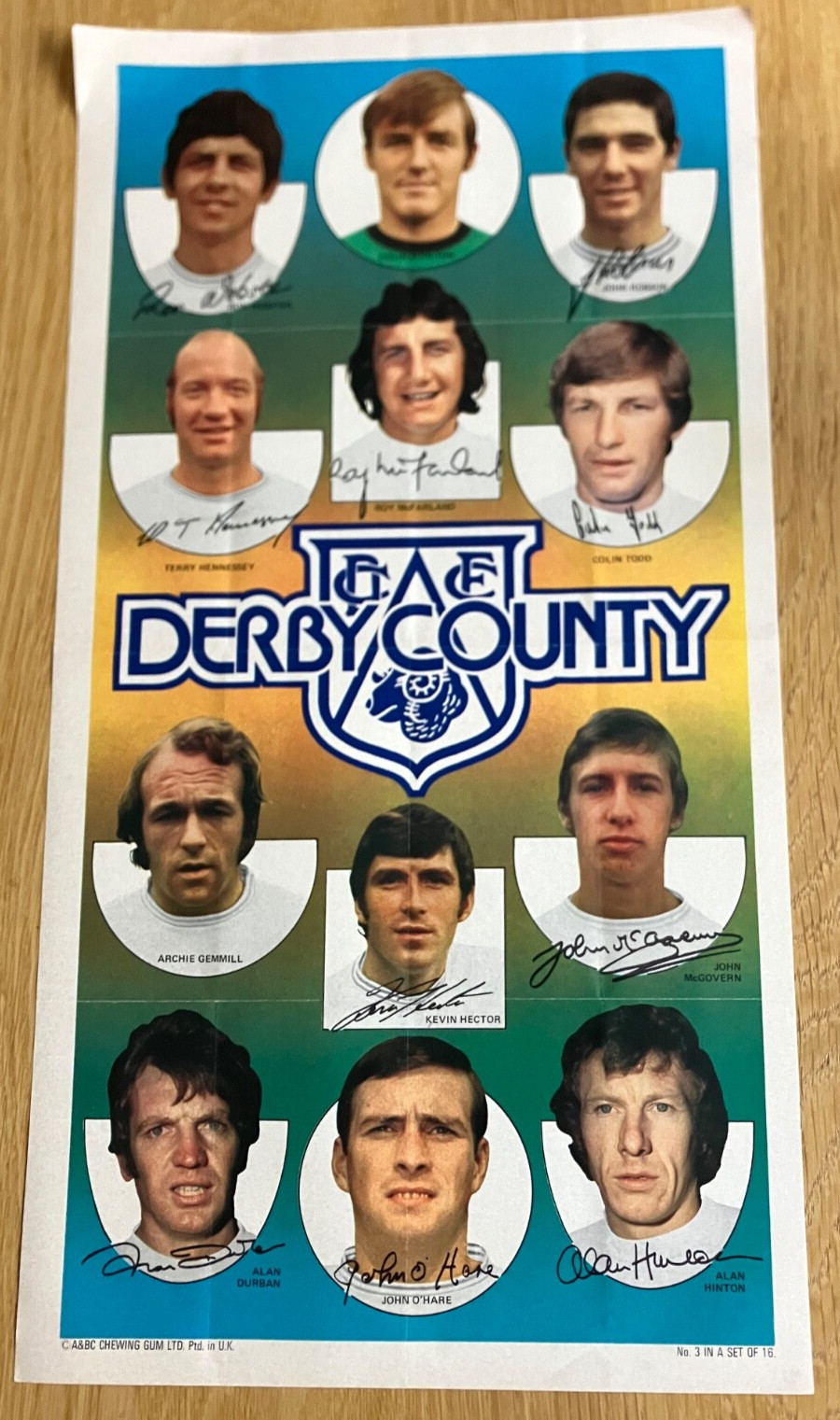 VERY VERY RARE A&BC DERBY COUNTY  GIANT TEAM POSTER 1972/1973. Number 3 of 16 for sale on Ebay