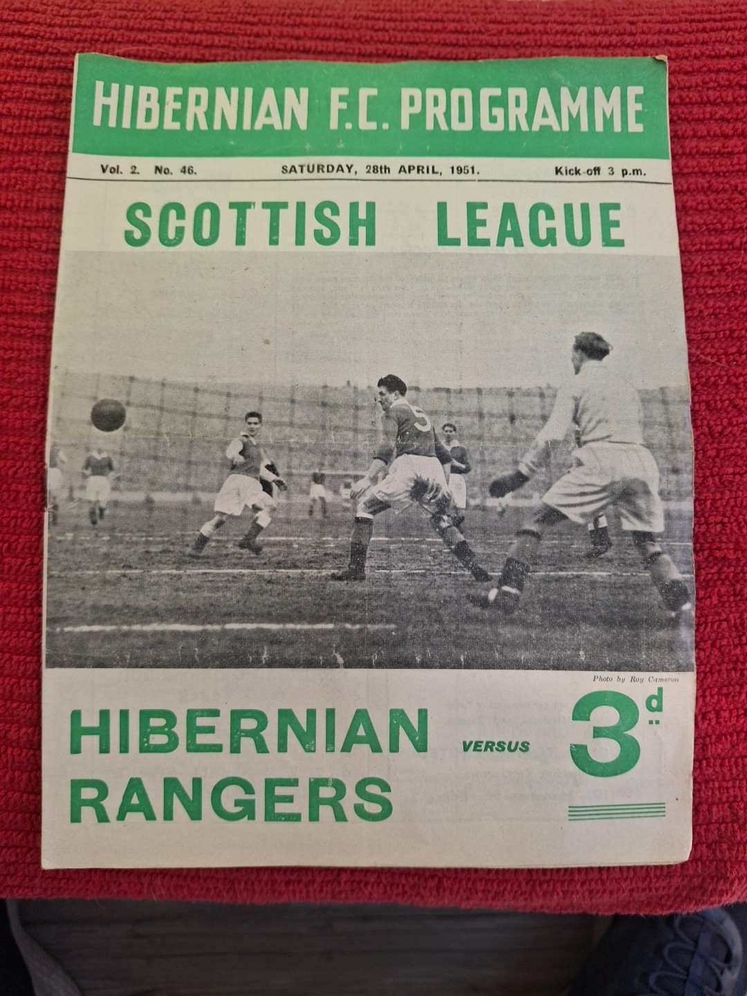 Hibernian v Rangers programme.  28/4/1951 for sale on Ebay