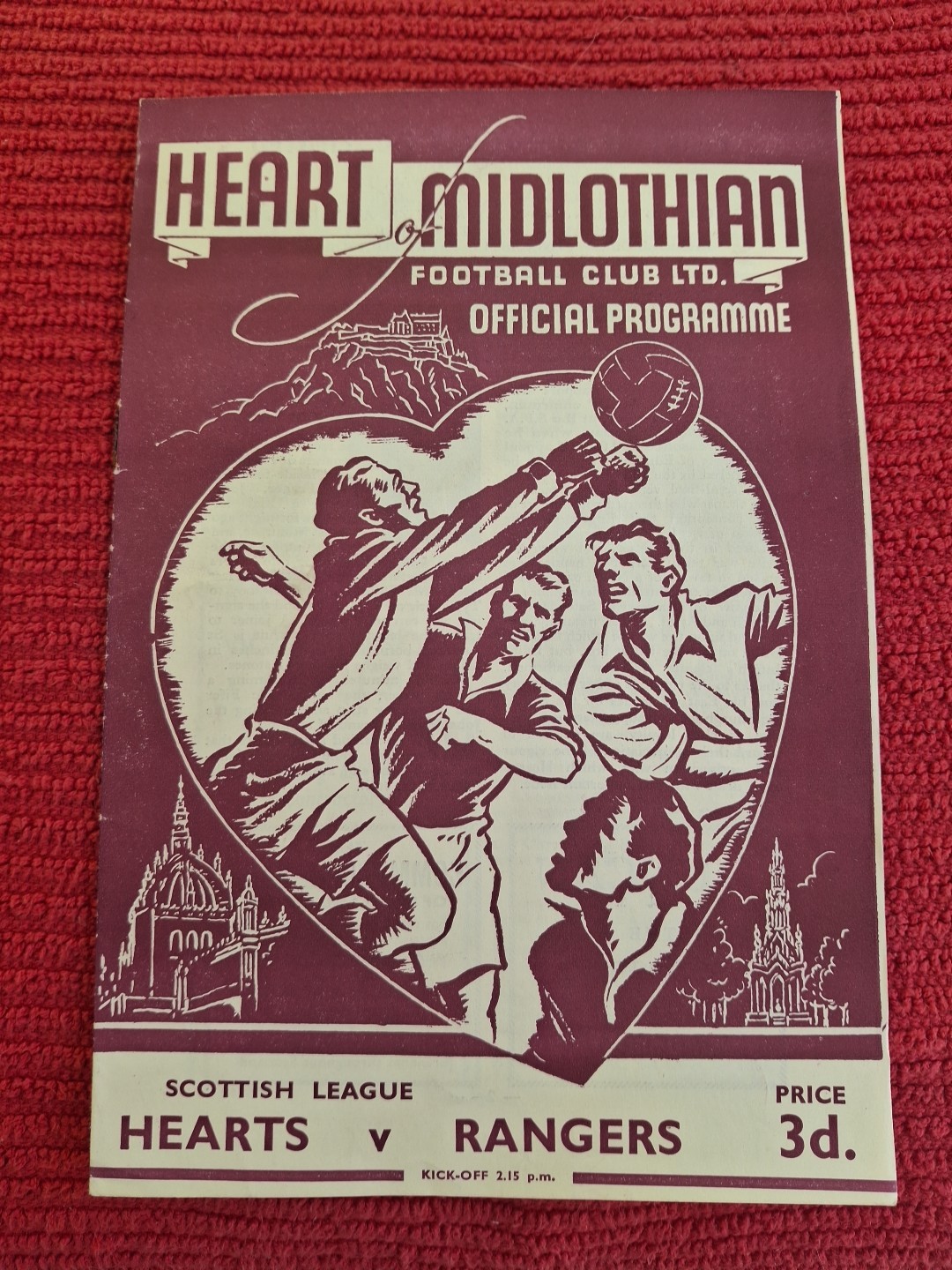 Hearts v Rangers programme.  13/12/1952 for sale on Ebay