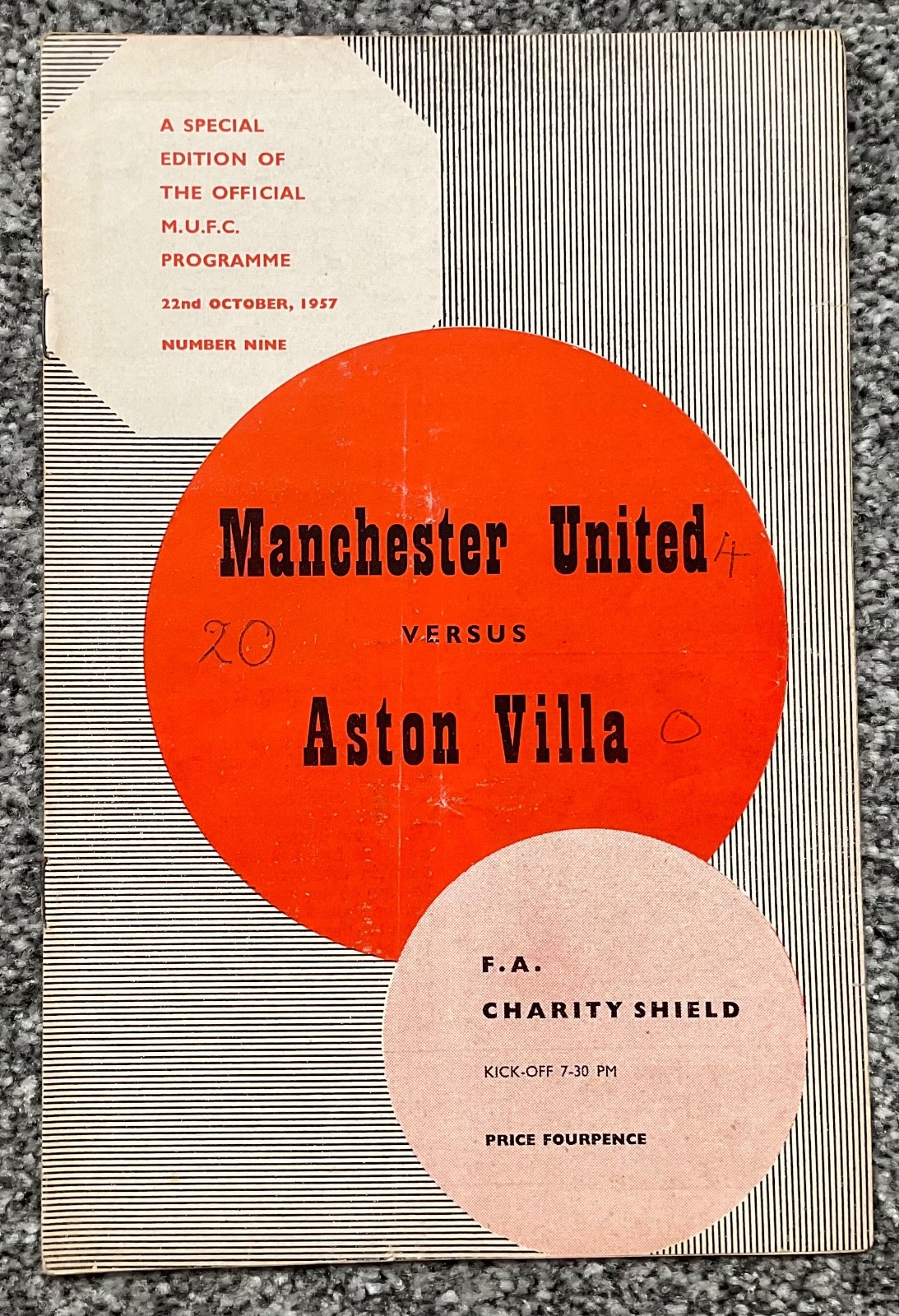 Manchester United v Aston Villa (Charity Shield) 1957/58 (Munich Season) RARE  for sale on Ebay
