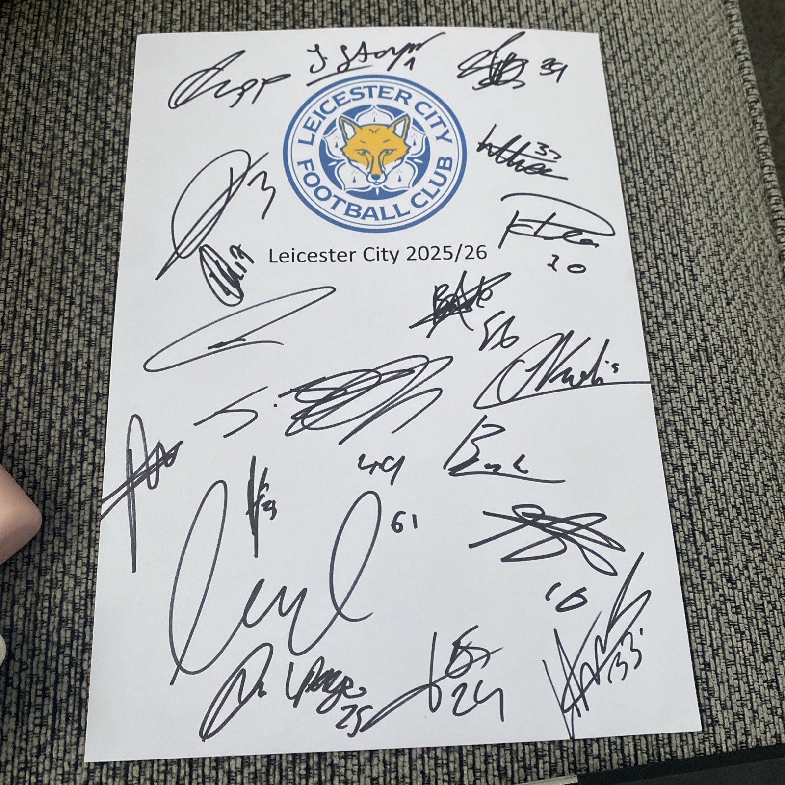 Leicester City Football Club 2025/26 A4 Signed Sheet By Cifuentes Ayew Mavididi  for sale on Ebay