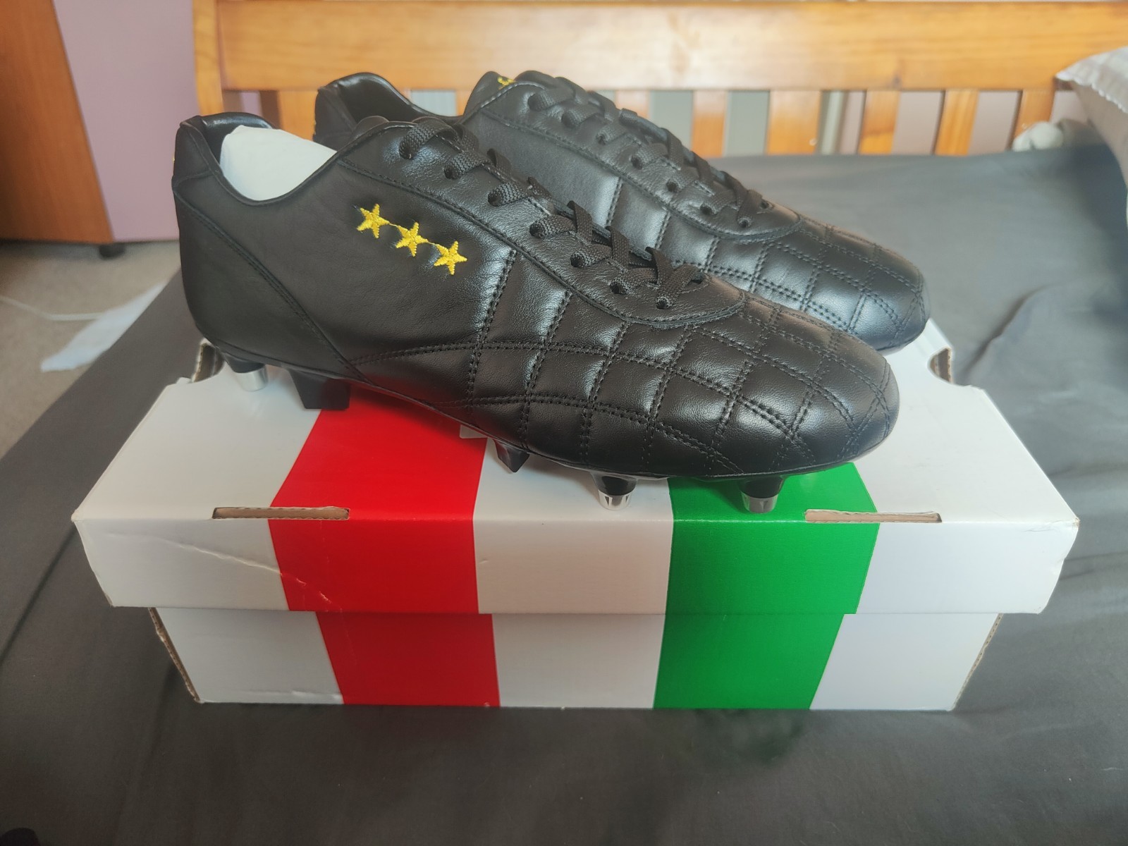 PANTOFOLA D ORO Del Duca Vitello SG Football Boots Black EU 43 1/2 for sale on Ebay