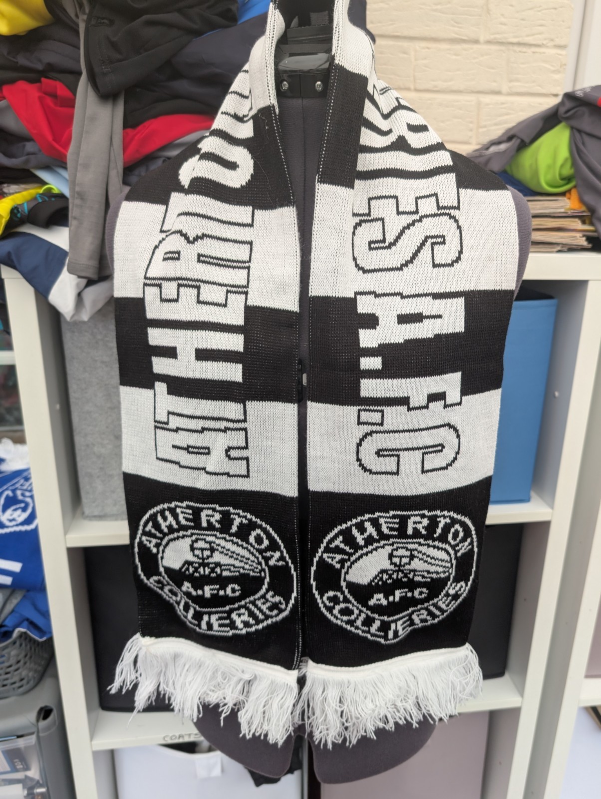 Atherton Collieries Non League Football Scarf  (Not Shirt) Black & White for sale on Ebay