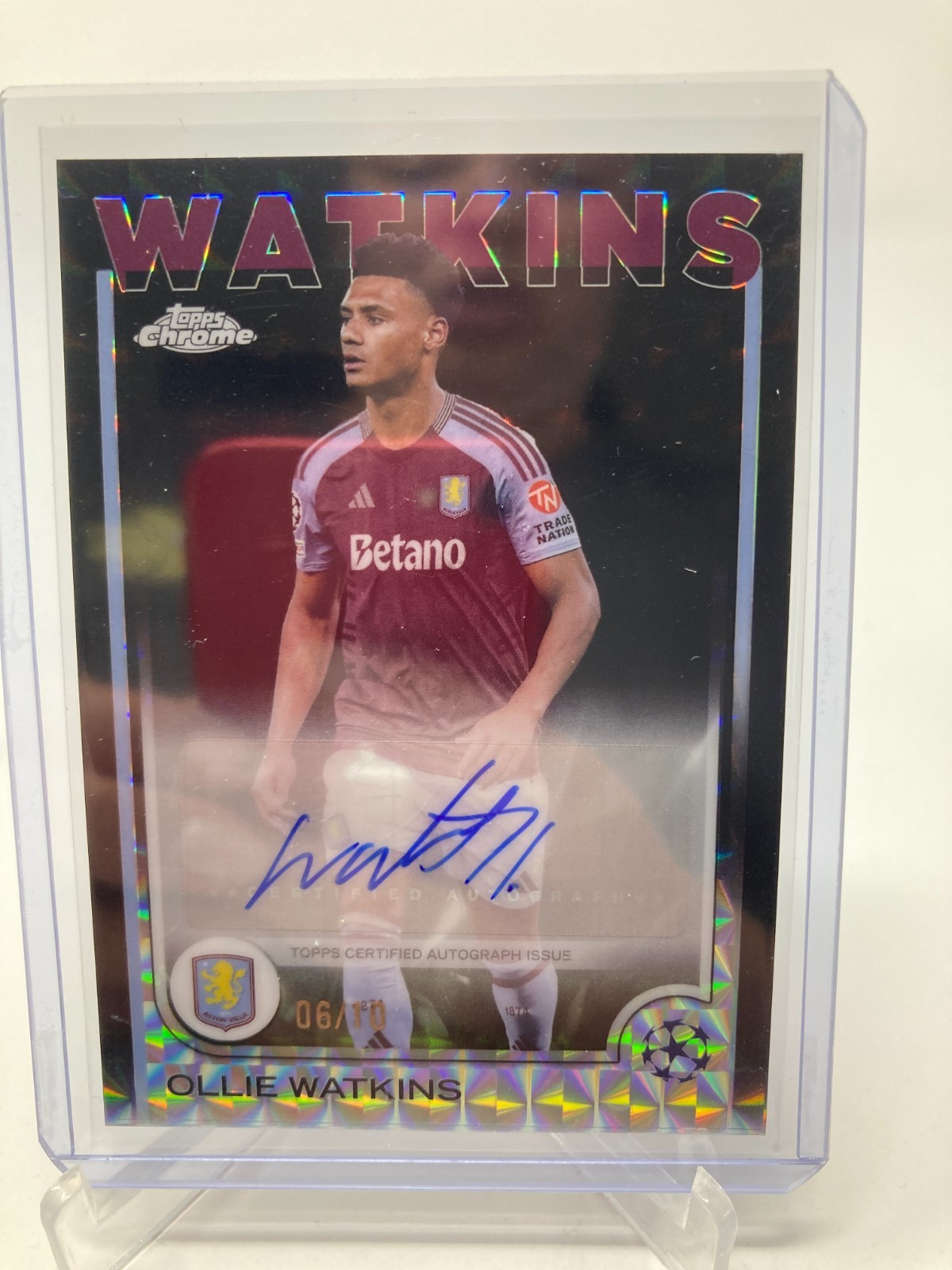 TOPPS CHROME 24/25 OLLIE WATKINS ASTON VILLA AUTO 6/10.. for sale on Ebay