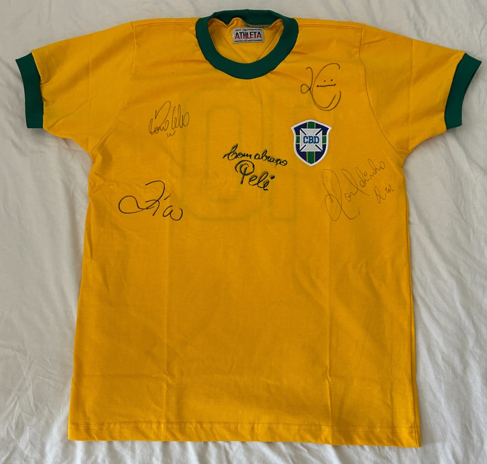 Brazil Shirt Multi Signed Pele, Ronaldo R9, Ronaldinho, Romario, Zico + COA for sale on Ebay