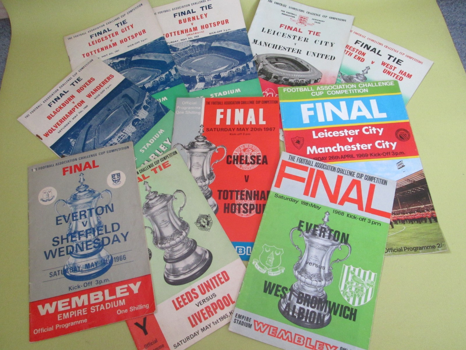 COLLECTION OF ALL THE 1960S FA CUP FINAL PROGRAMMES - 1960 - 1969 for sale on Ebay