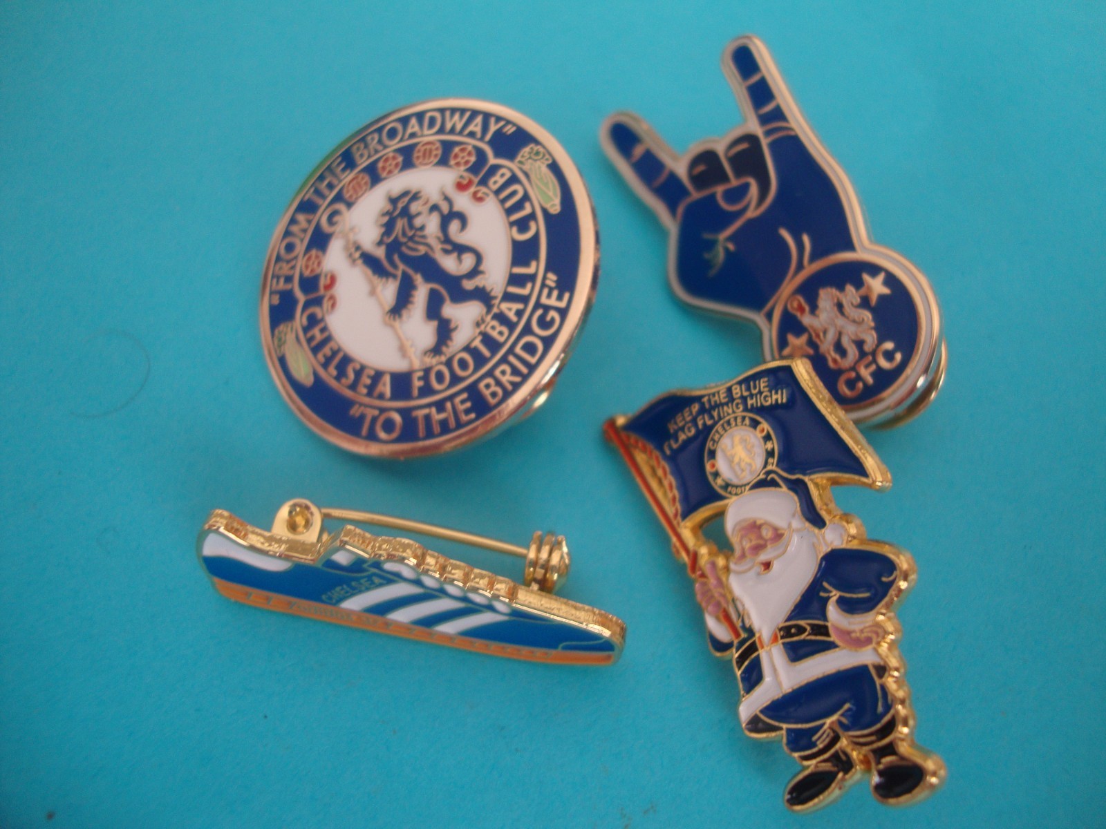 (771)  FOUR  CHELSEA  FOOTBALL CLUB  METAL  PIN BADGES  for sale on Ebay
