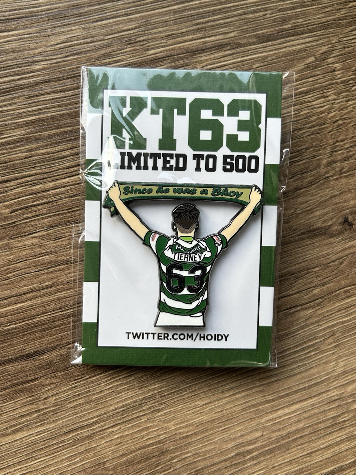 Kieran Tierney KT63 Hoidy Hooped Heroes Pinenka pin badge Since he was a Bhoy for sale on Ebay