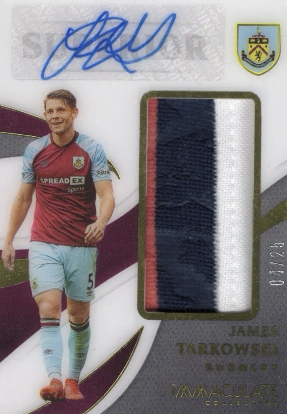 2021 Immaculate James Tarkowski Superior Patch + Auto /25 Burnley Everton for sale on Ebay