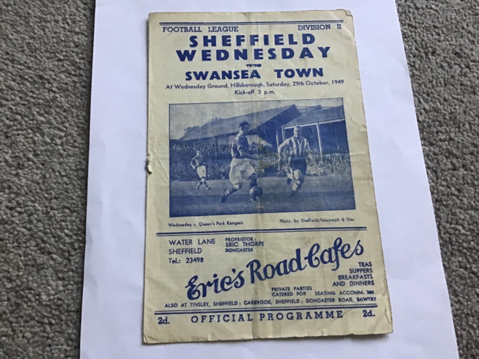 Sheffield Wednesday v Swansea Town Football Programme 29/10/1949. for sale on Ebay