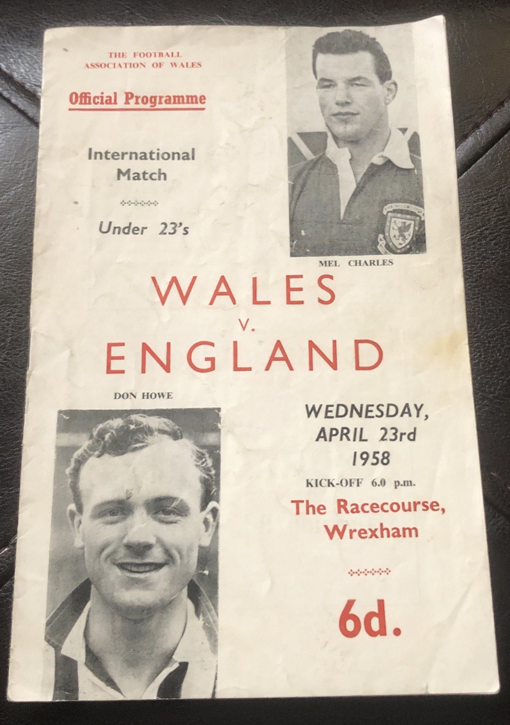 Wales U23 v England U 23  23/4/58 The Racecourse Wrexham for sale on Ebay