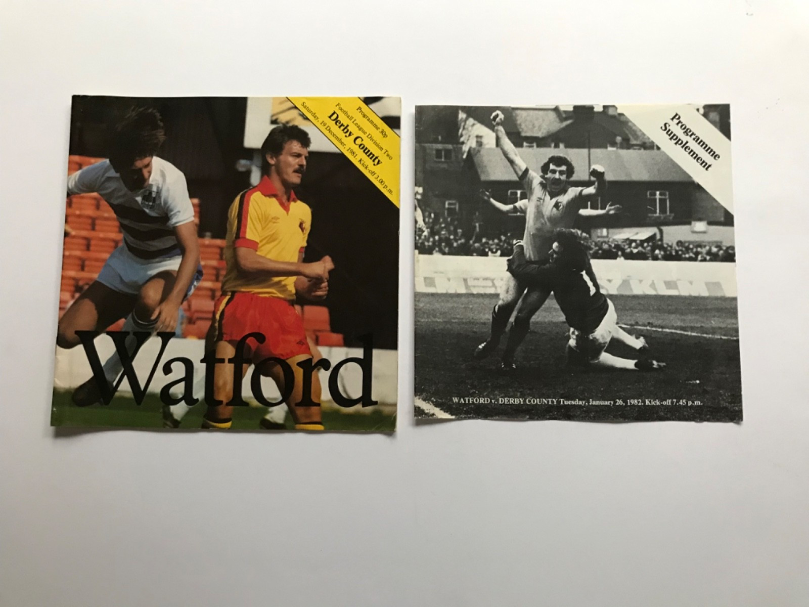 WATFORD v DERBY COUNTY...1981/82 DIV 2...POSTPONED PROGRAMME + REARRANGED INSERT for sale on Ebay