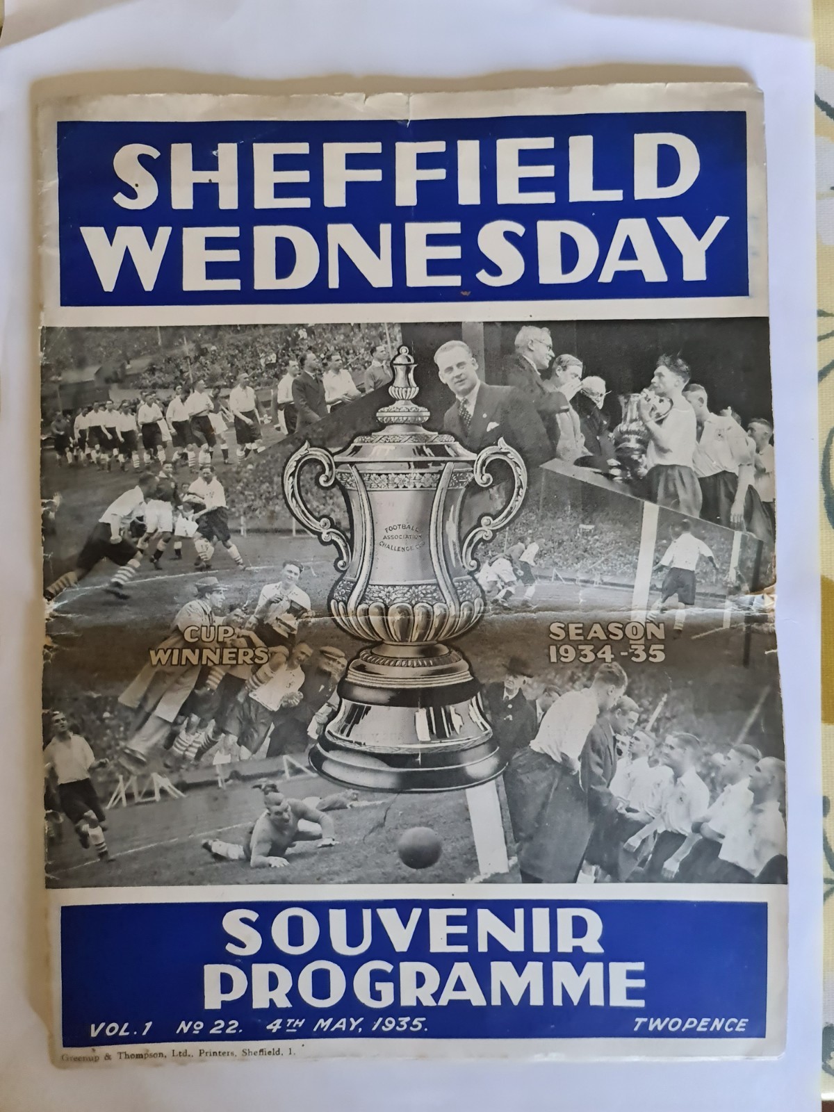 Sheffield Wednesday v Grimsby 1935 FA Cup Final Souvenir for sale on Ebay