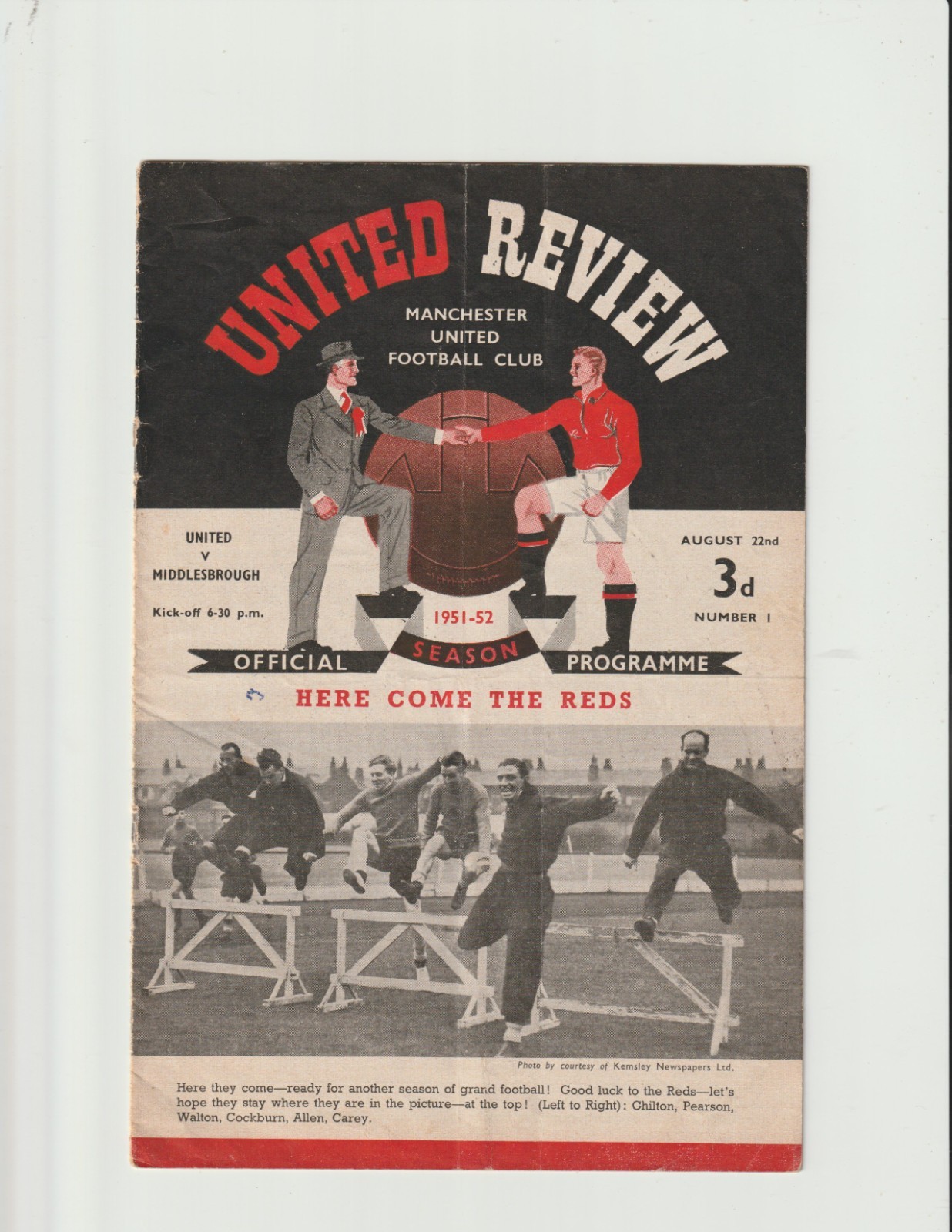 1951/52 Div.1.Manchester United v Middlesbrough. for sale on Ebay