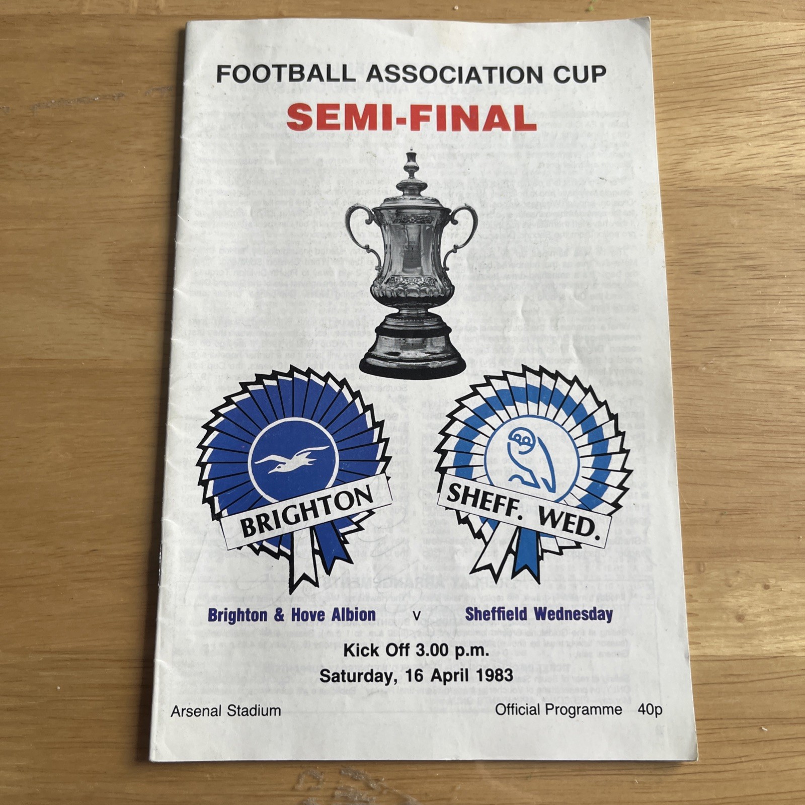 Brighton V Sheffield Wednesday Fully Autographed FAC Semi Final Programme 1983 for sale on Ebay