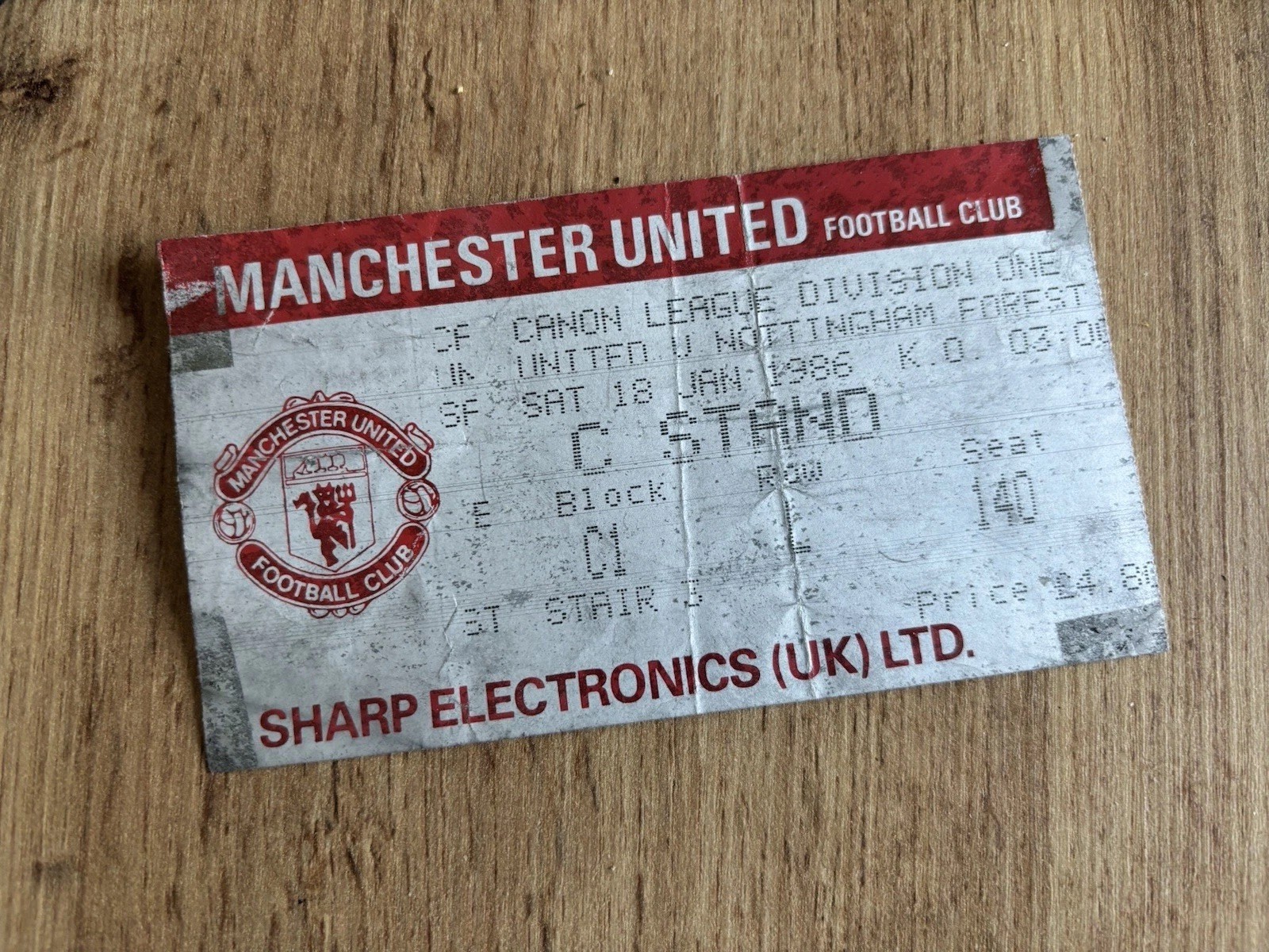 1985/86 MANCHESTER UNITED MAN UTD V NOTTINGHAM FOREST TICKET STUB 18/1/86 for sale on Ebay