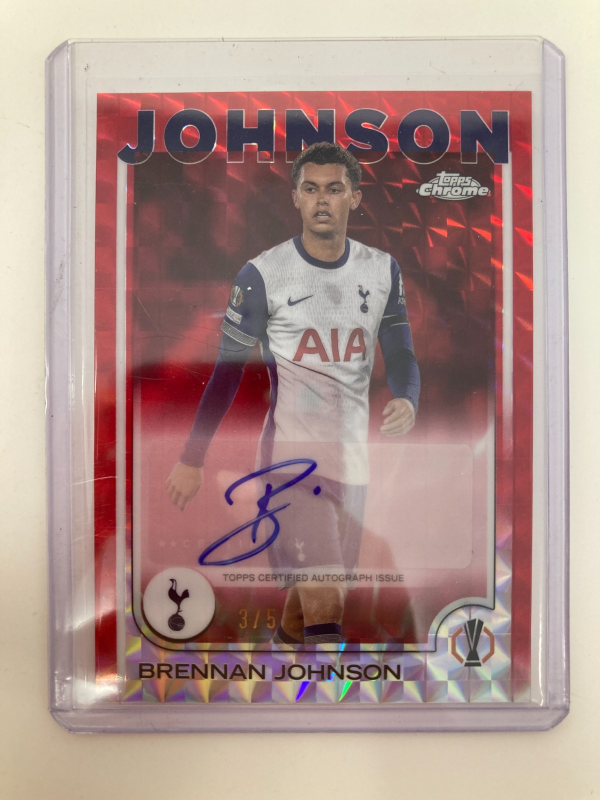 TOPPS CHROME 24/25 BRENNAN JOHNSON TOTTENHAM AUTO 3/5.. for sale on Ebay