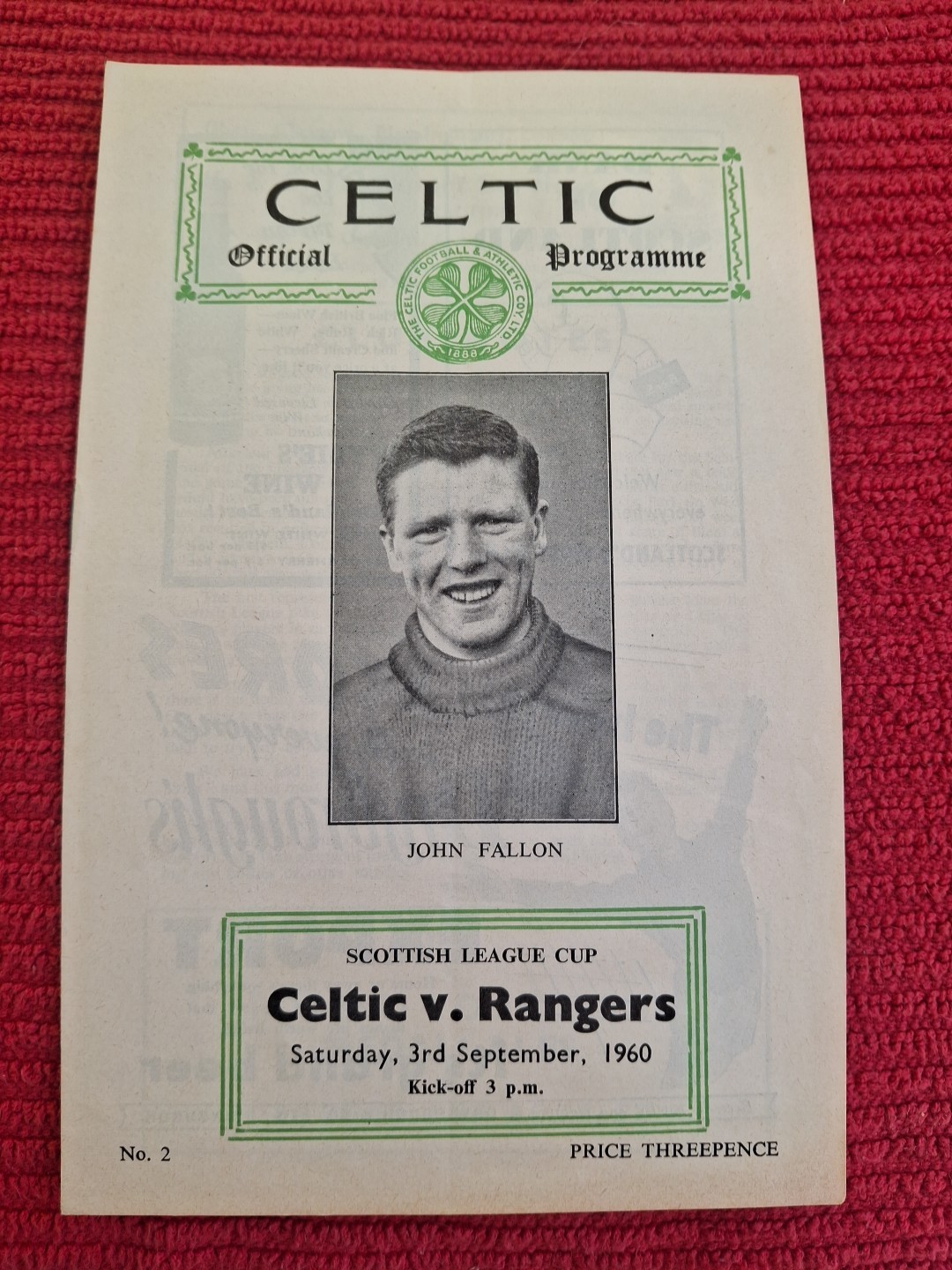 Celtic v Rangers programme.  3/9/1960 for sale on Ebay