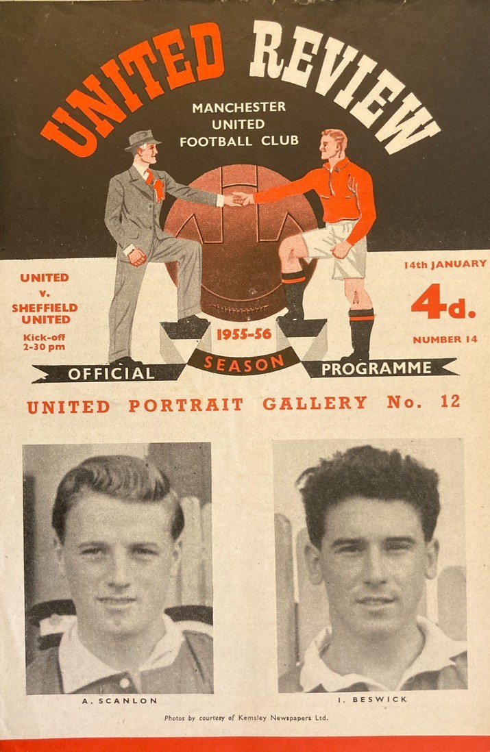 Manchester United (Champions) v Sheffield United Div 1 1955/56 for sale on Ebay