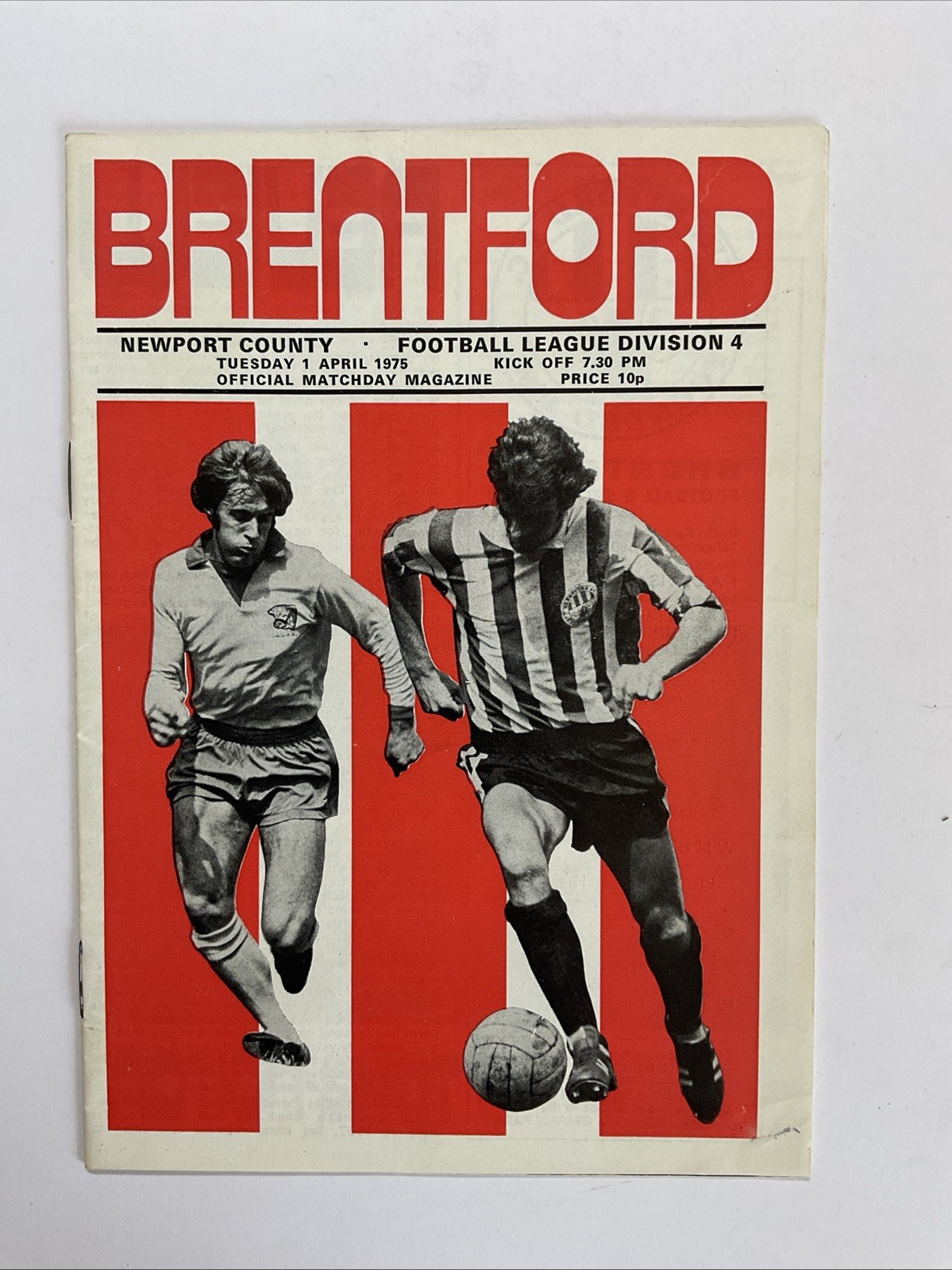 Brentford v Newport County;  1st April 1975 for sale on Ebay