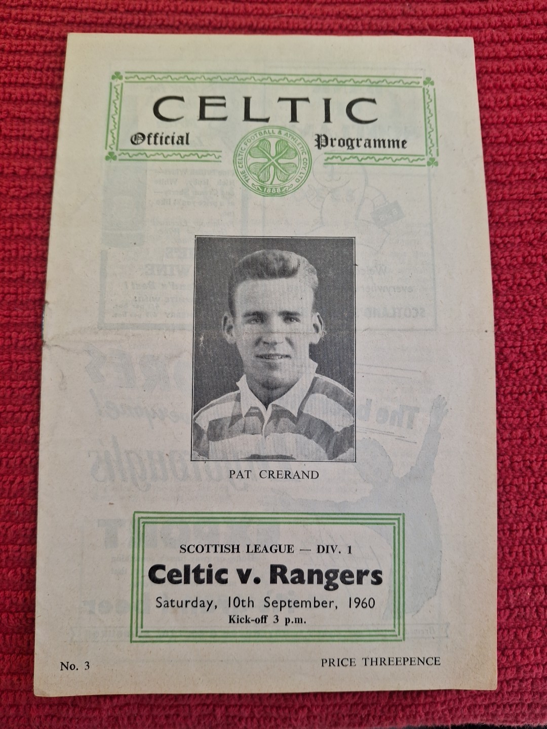 Celtic v Rangers programme.  10/9/1960 for sale on Ebay