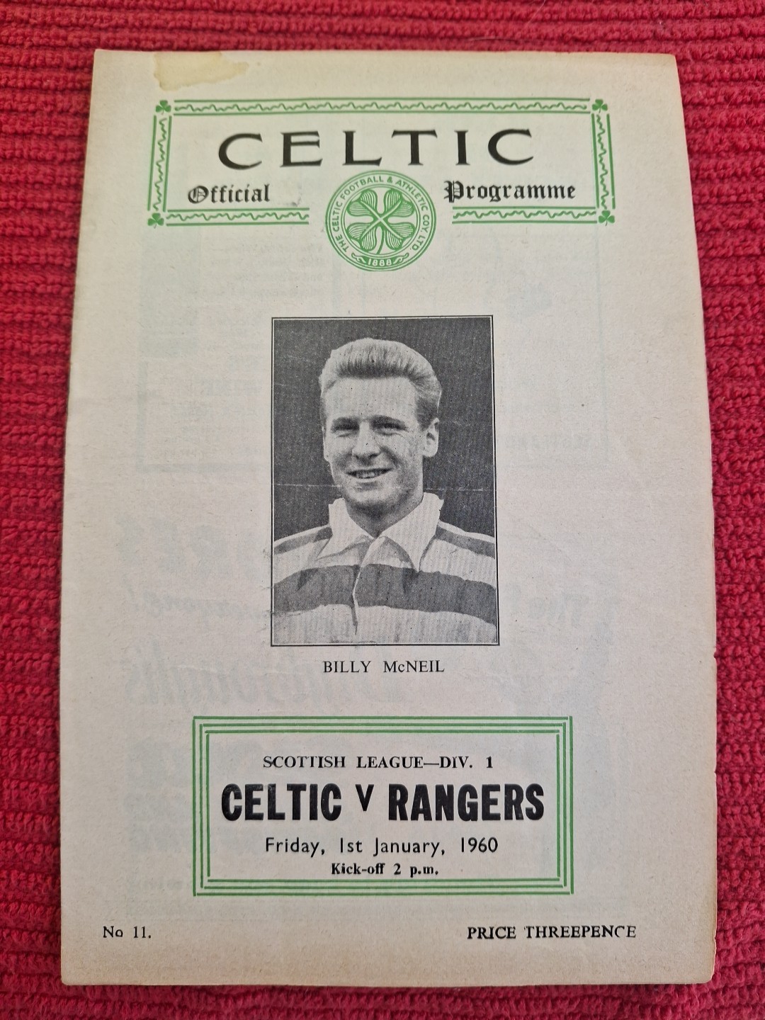Celtic v Rangers programme.  1/1/1960 for sale on Ebay