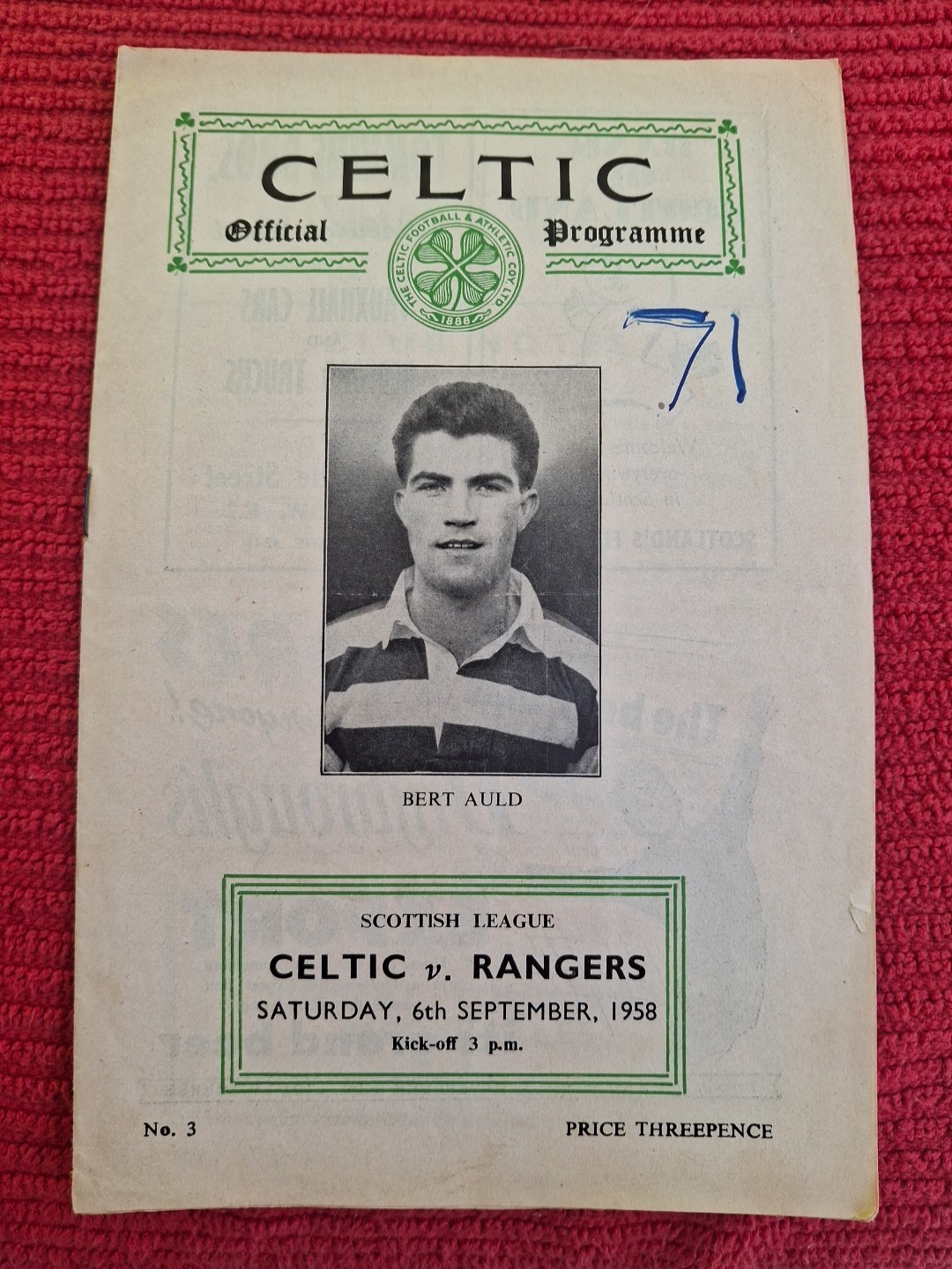 Celtic v Rangers programme.  6/9/1958 for sale on Ebay