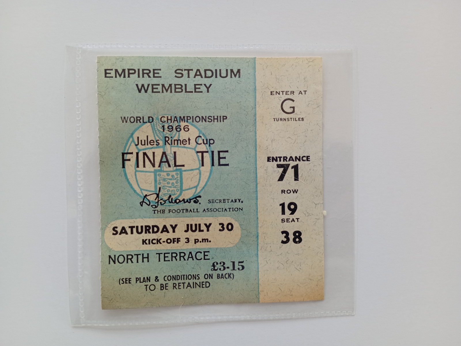Ticket: 1966 World  Cup Final : England V West Germany. Excellent uncreased cond for sale on Ebay