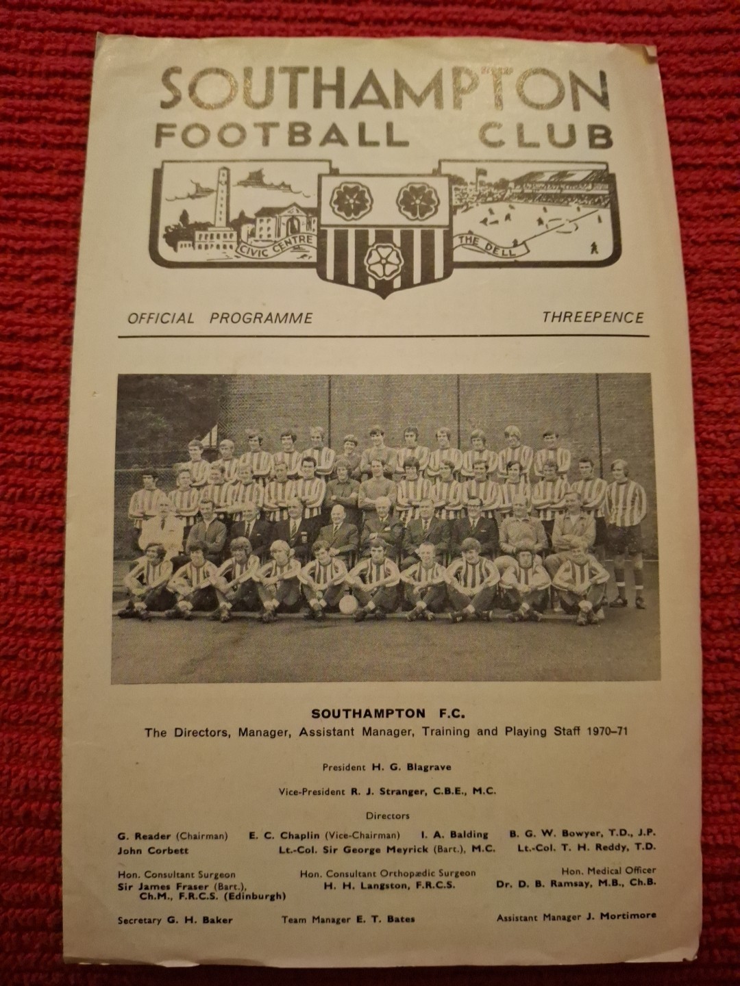 Southampton Reserves v Arsenal Res programme.  12/12/1970 for sale on Ebay