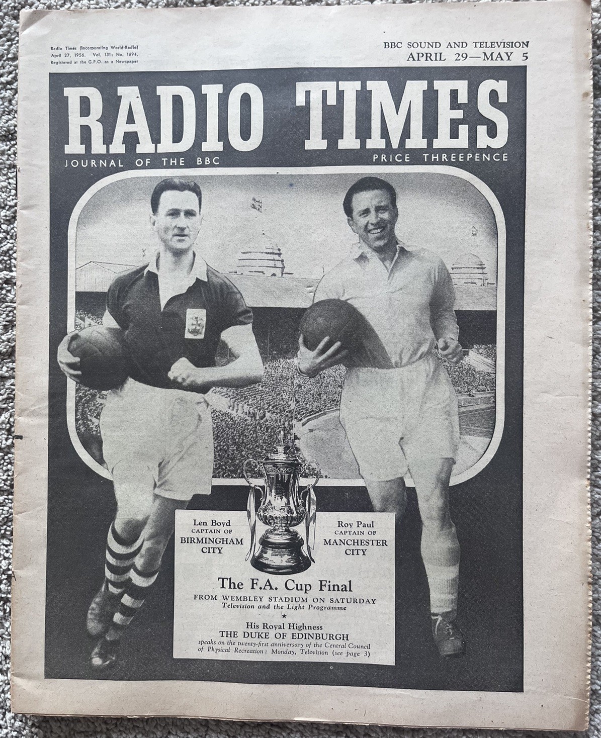 Birmingham City v Manchester City Radio Times 27th April 1956 FA Cup Final for sale on Ebay