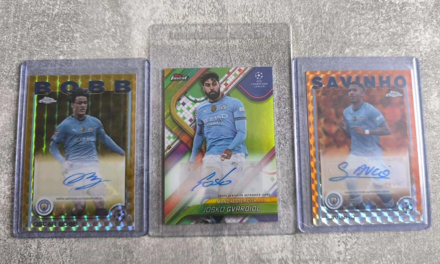 Topps UCC Bobb Gvardiol Savinho Auto 2024-25 Manchester City for sale on Ebay