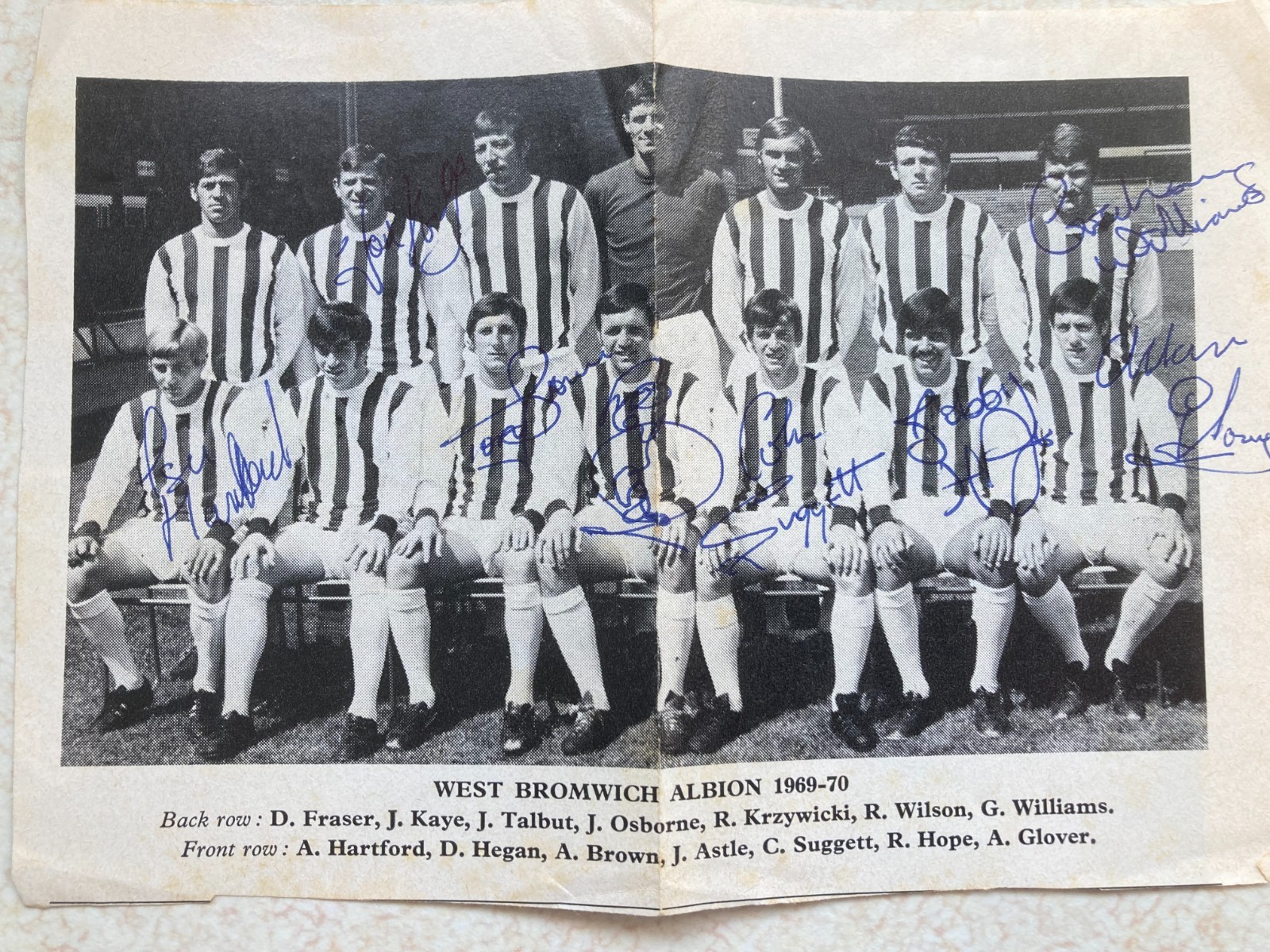 West Bromwich Albion 1969-70 hand signed autographed team picture for sale on Ebay