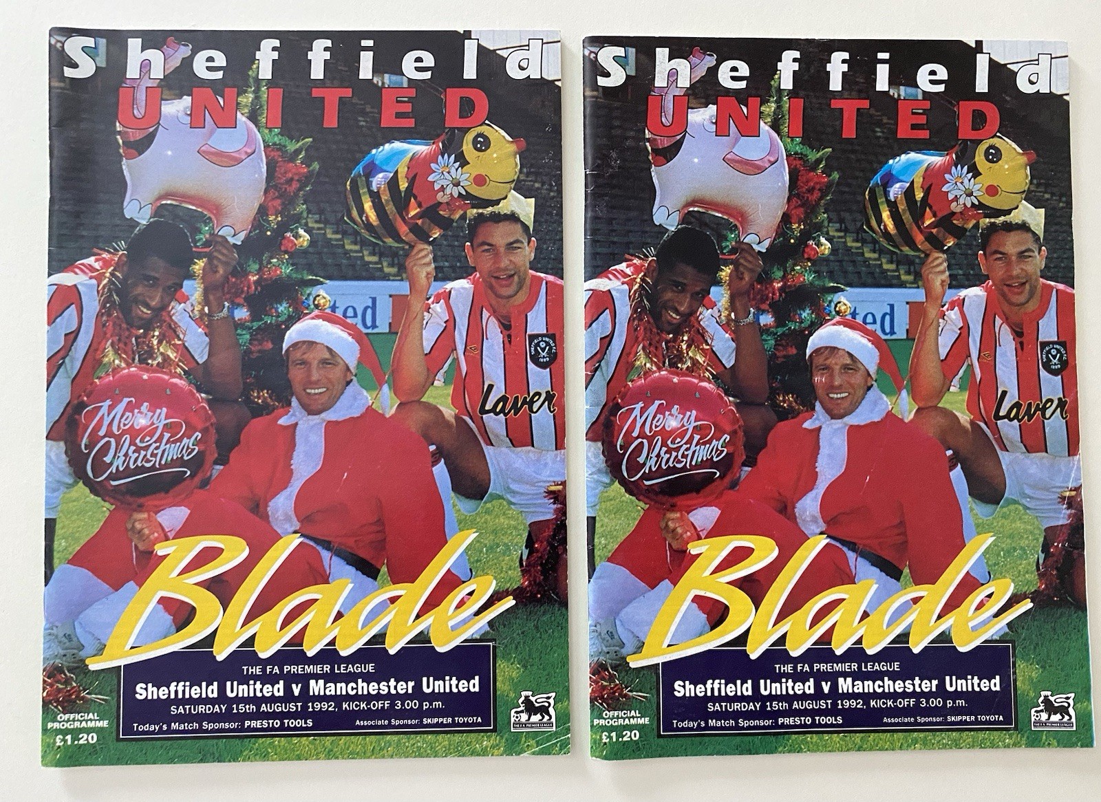 Sheffield United v Manchester United 1992 Premier League 1st GOAL Brian Deane X2 for sale on Ebay