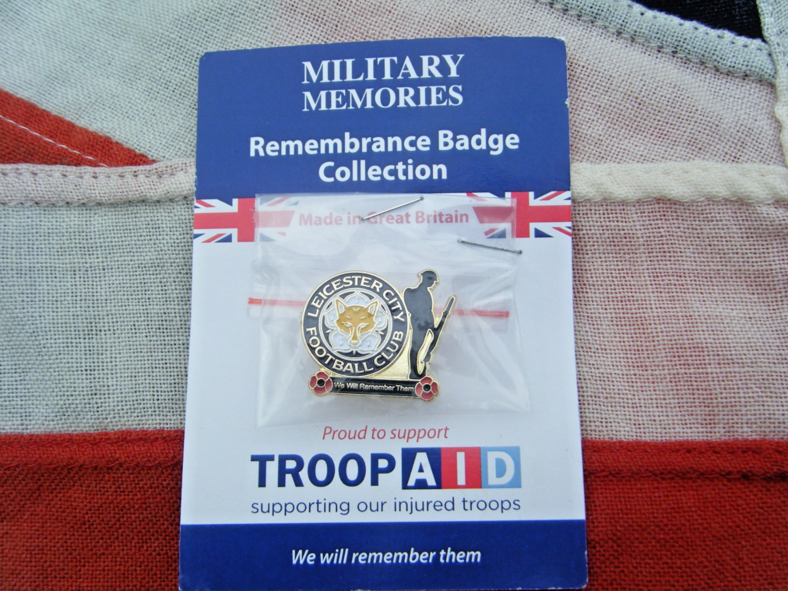 LEICESTER CITY F.C BADGE - TROOP AID - MILITARY MEMORIES - THE FOXES for sale on Ebay