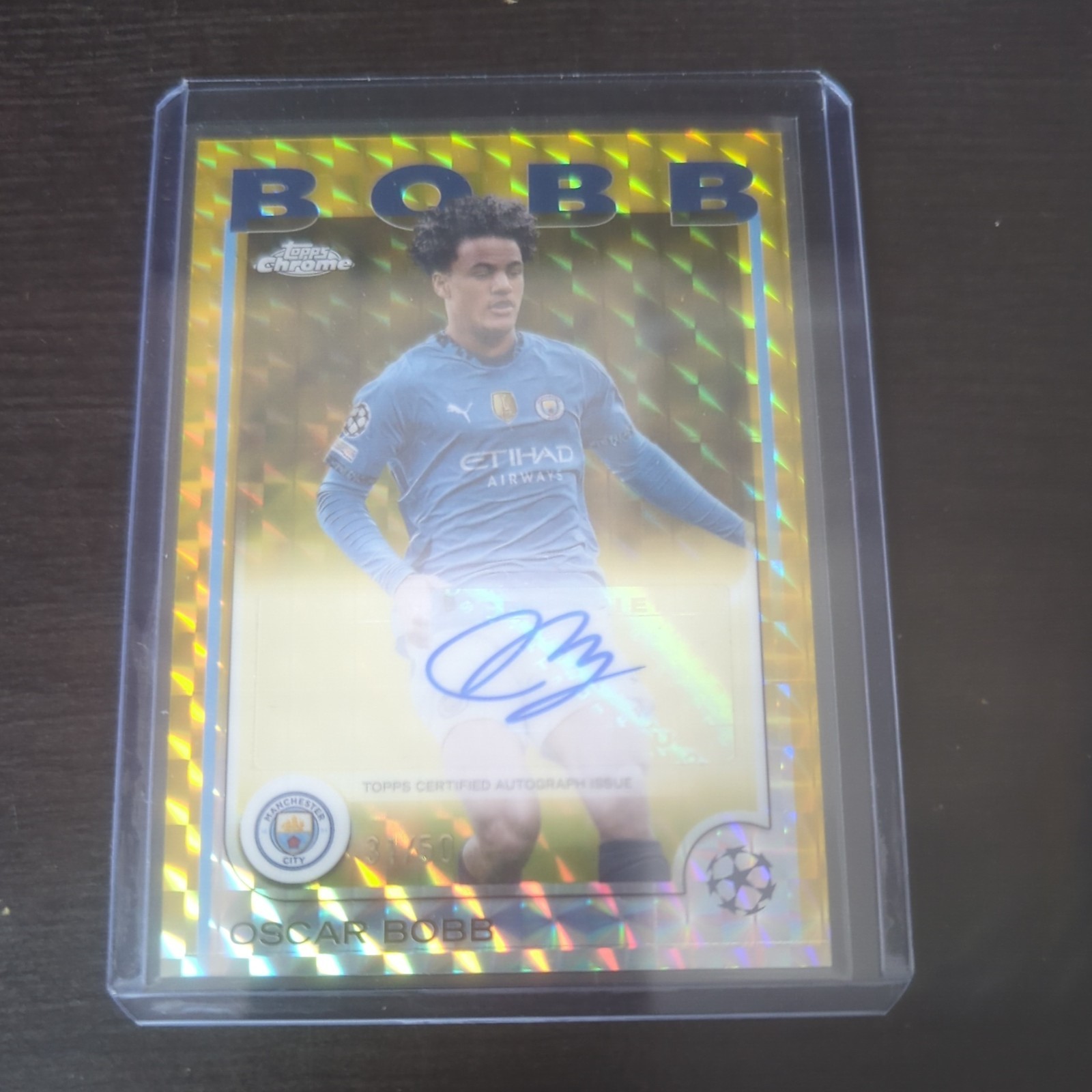 Topps Chrome UCC 2024/25 - Oscar Bobb Manchester City Gold Auto #/50 for sale on Ebay