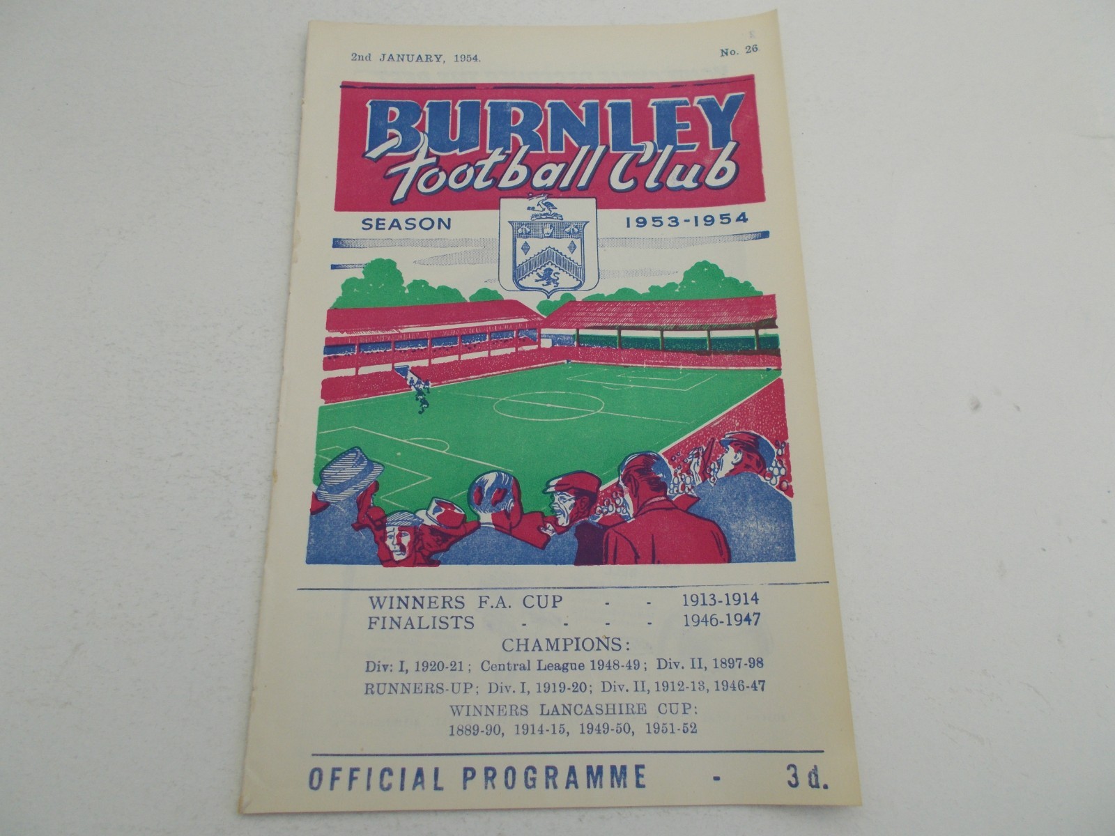 Burnley  v  Sheffield Wednesday  53/54   RESERVES for sale on Ebay