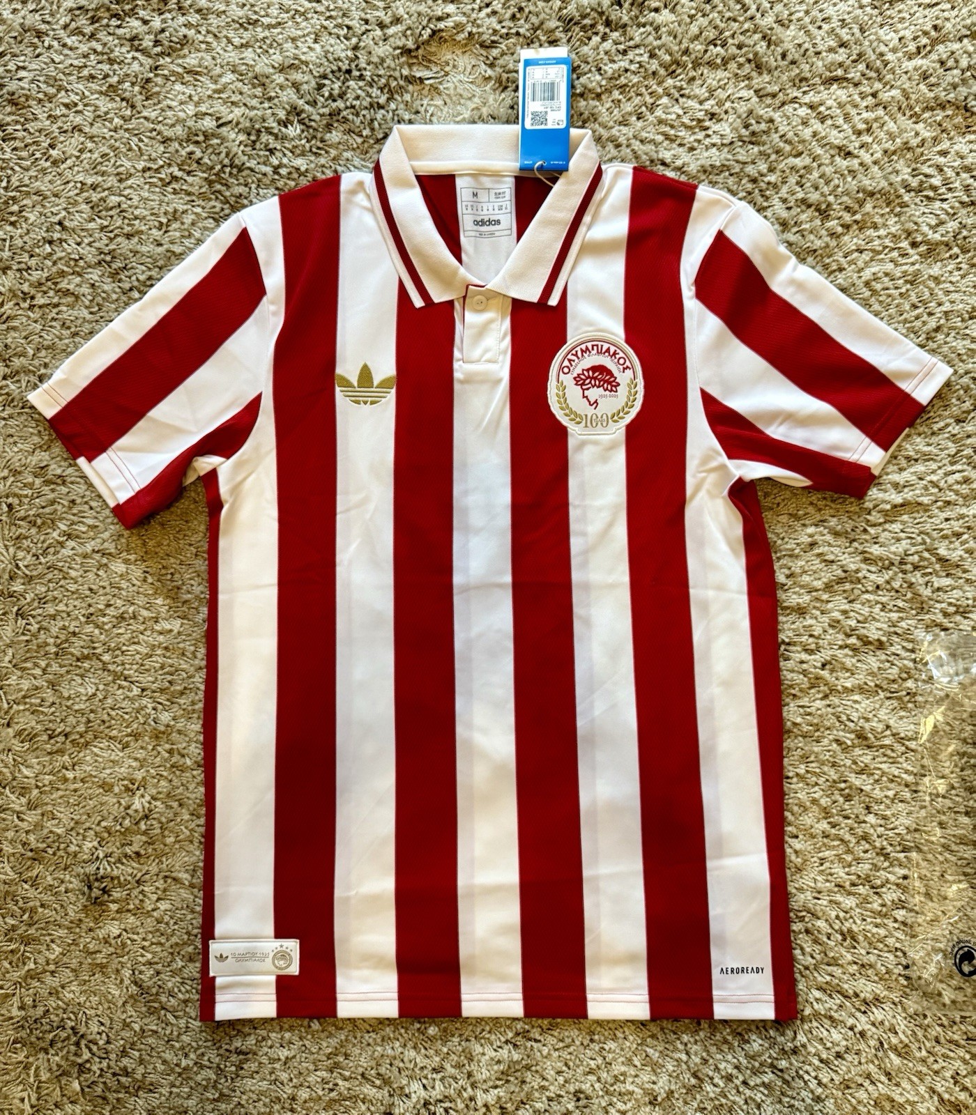 Olympiacos 100th Anniversary Football Shirt Mens Size Medium BNWT for sale on Ebay
