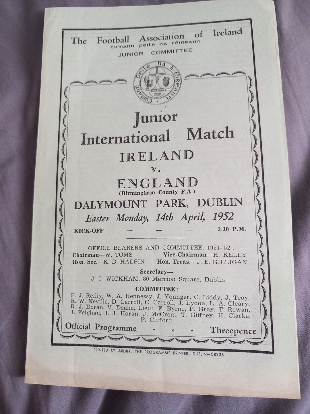 EXCEPTIONALLY RARE JUNIOR INTER IRELAND V ENGLAND 51-2 DUBLIN WOLVES PLAYERS for sale on Ebay