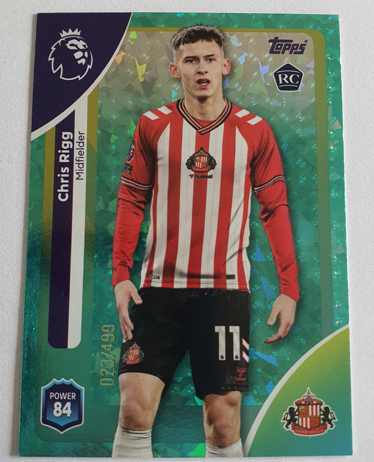 Chris Rigg RC Topps Premier League 25/26 Sunderland Rookie #349 No. 023/499 for sale on Ebay