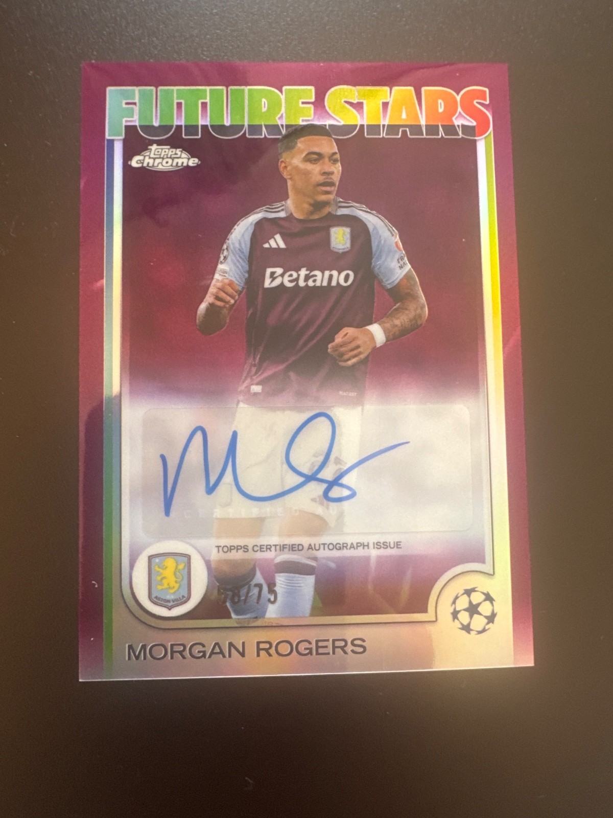 2024-25 Topps Chrome UCC - Morgan Rogers Auto /75 Future Stars Aston Villa for sale on Ebay