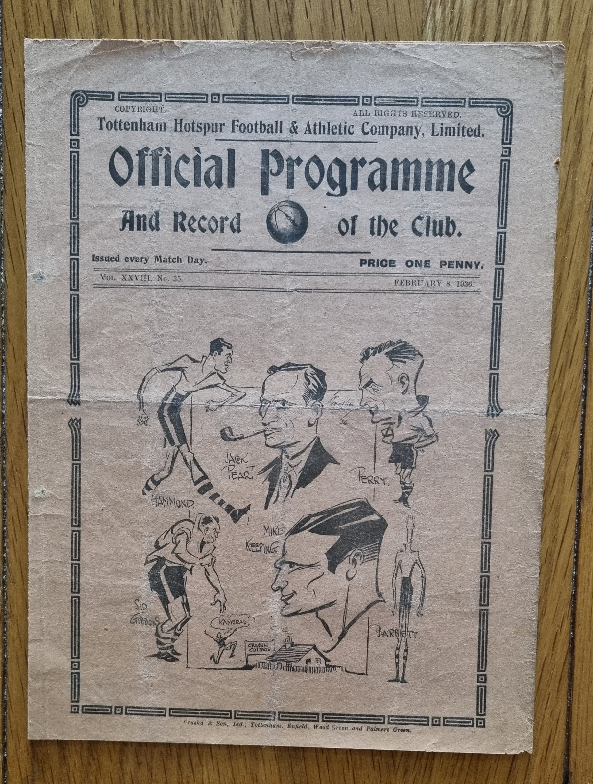Tottenham/Spurs v Fulham 1935/36 for sale on Ebay